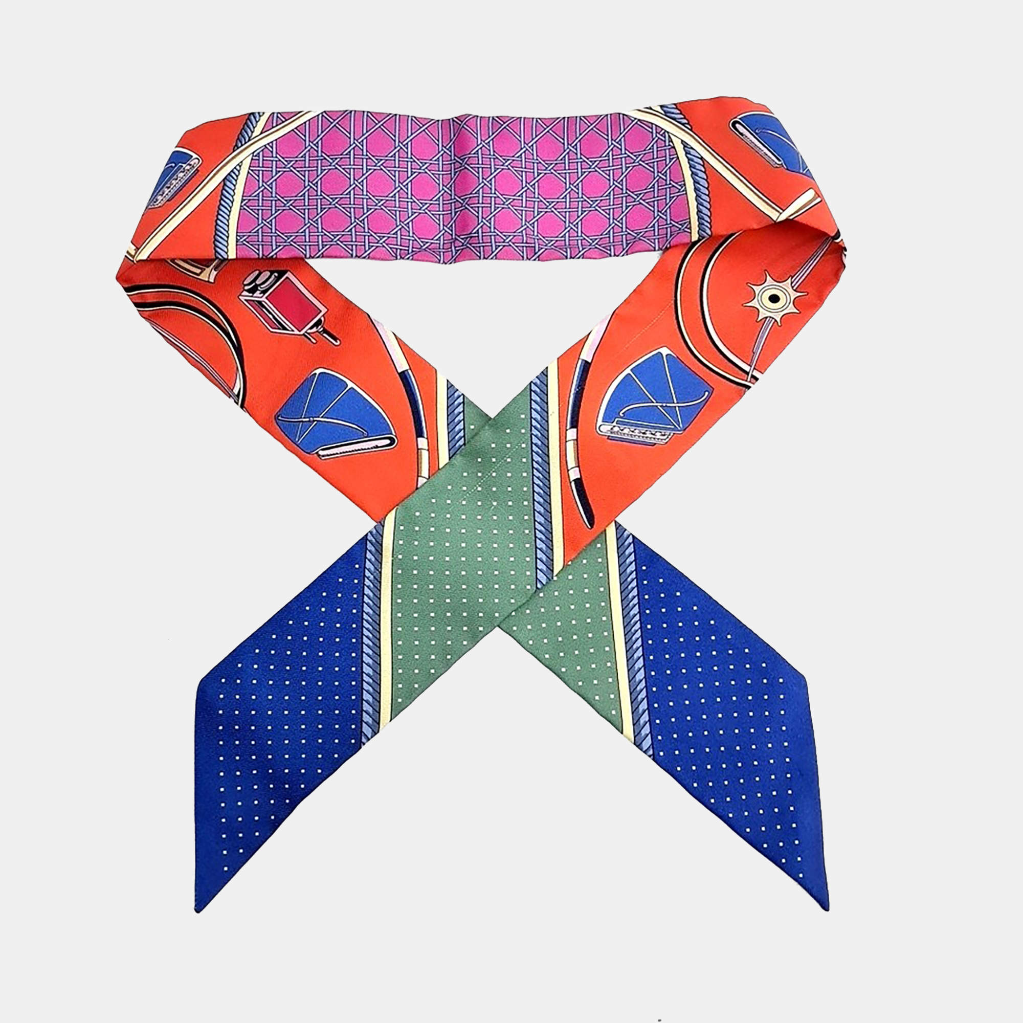 Pre Owned Hermes Multicolor Silk Twilly