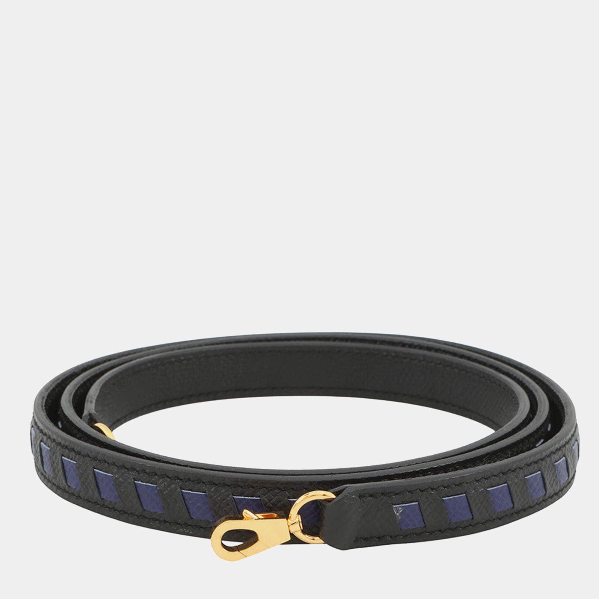 Pre Owned Hermes Bandouliere Tracery Strap Black/Blue Encre Epsom