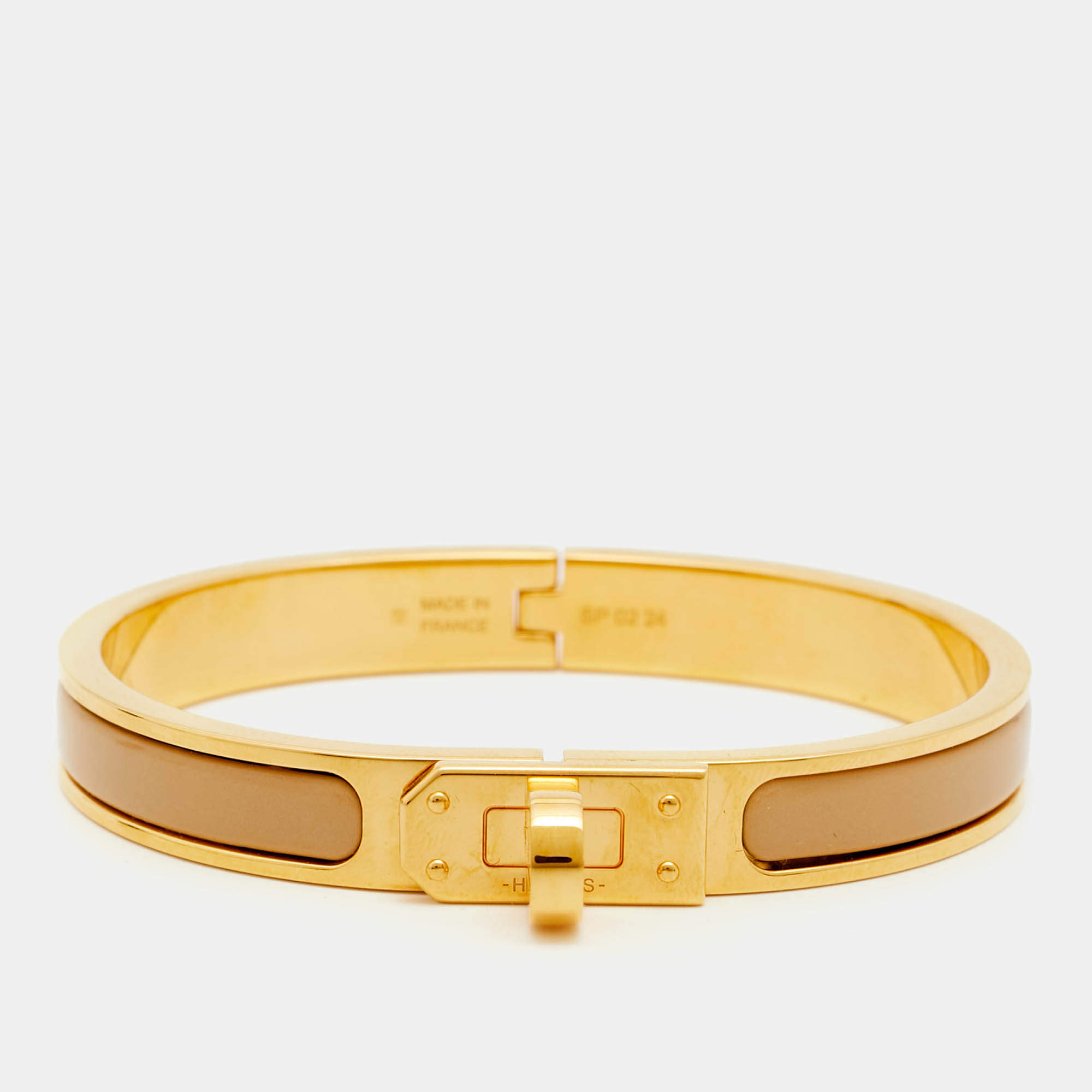 مملوكة مسبقًا سوار هيرمس كليك كيلي مطلي بالمينا ومعدن ذهبي