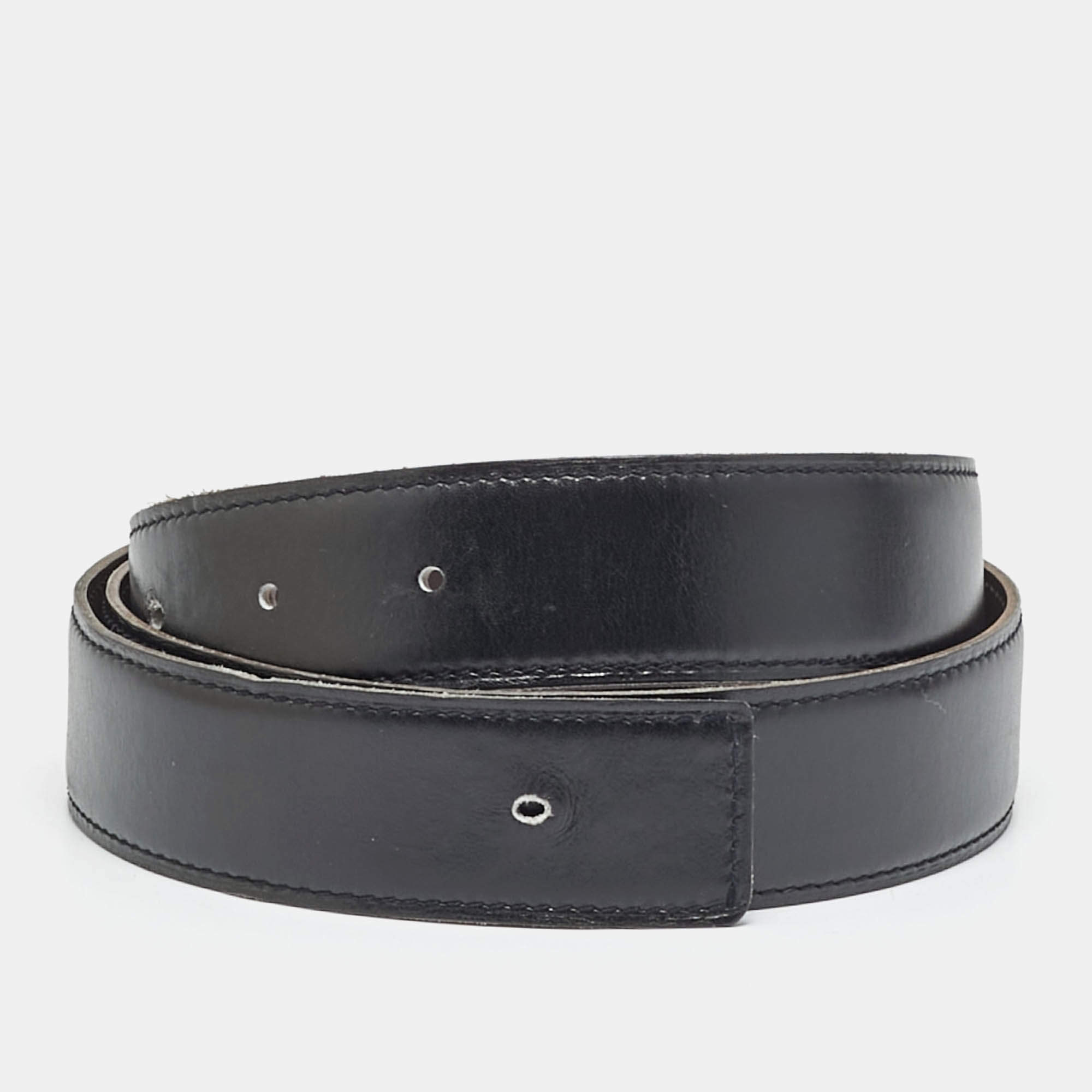 Pre Owned حزام هيرمس جلد سويفت وبوكس أسود/شكولاتة غامقة 85 سم