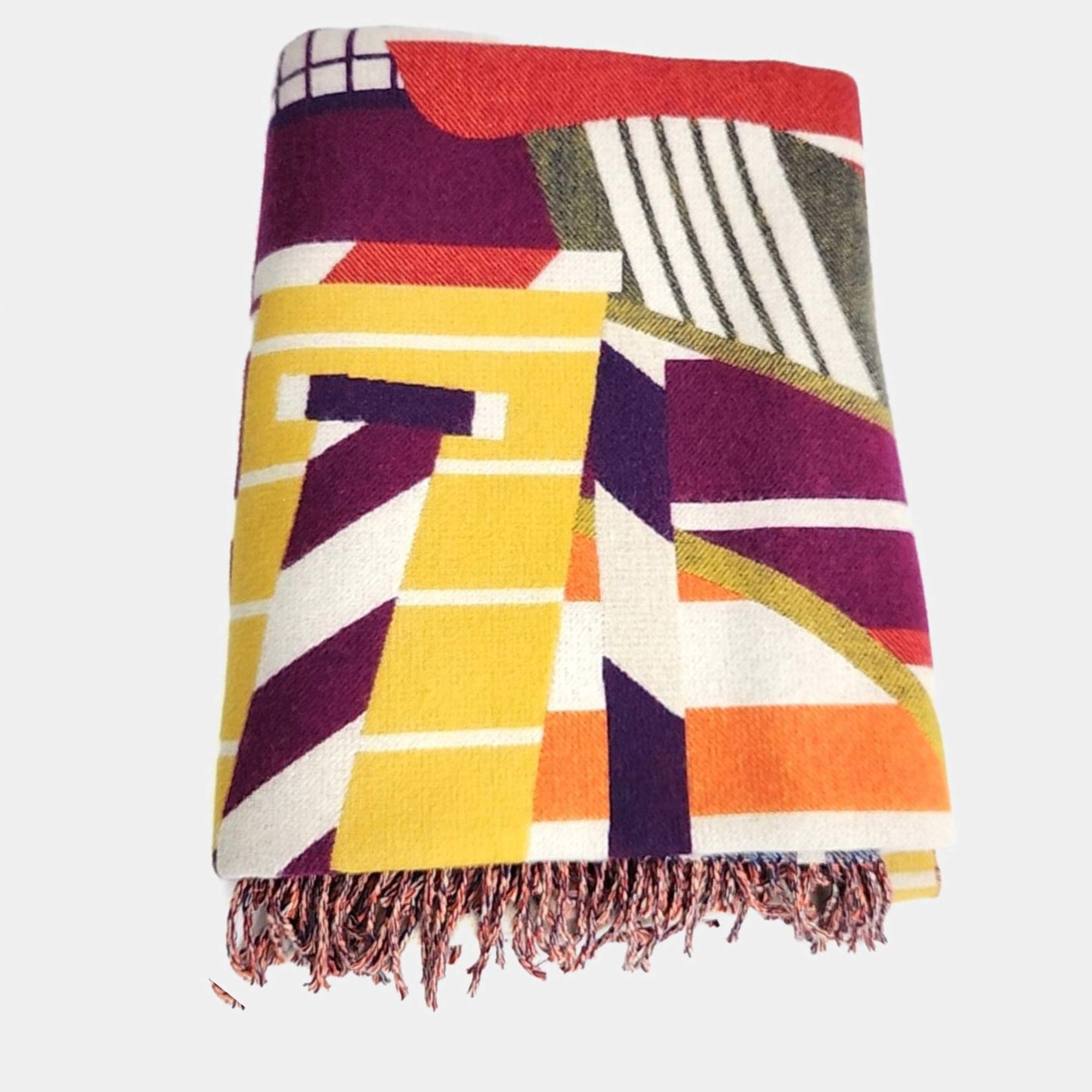 Pre Owned Hermes Multicolor Cashmere/Wool Blanket