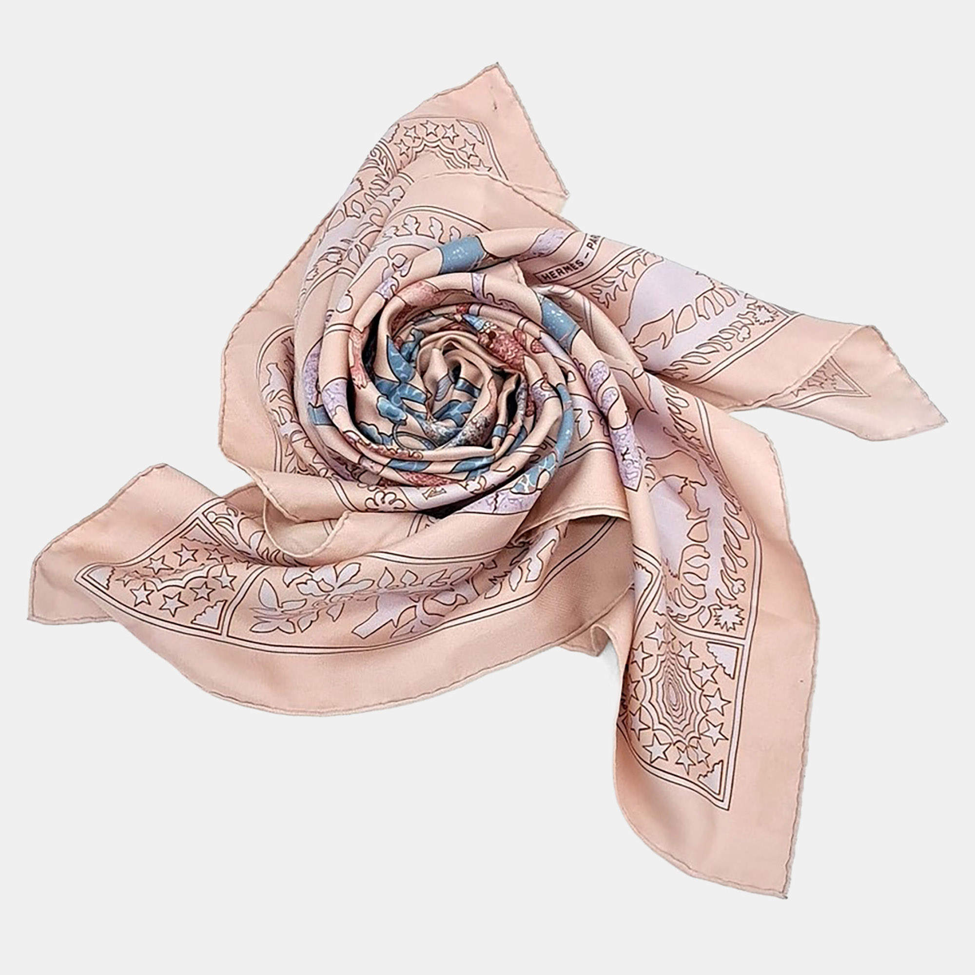 Pre Owned Hermes silk pink scarf