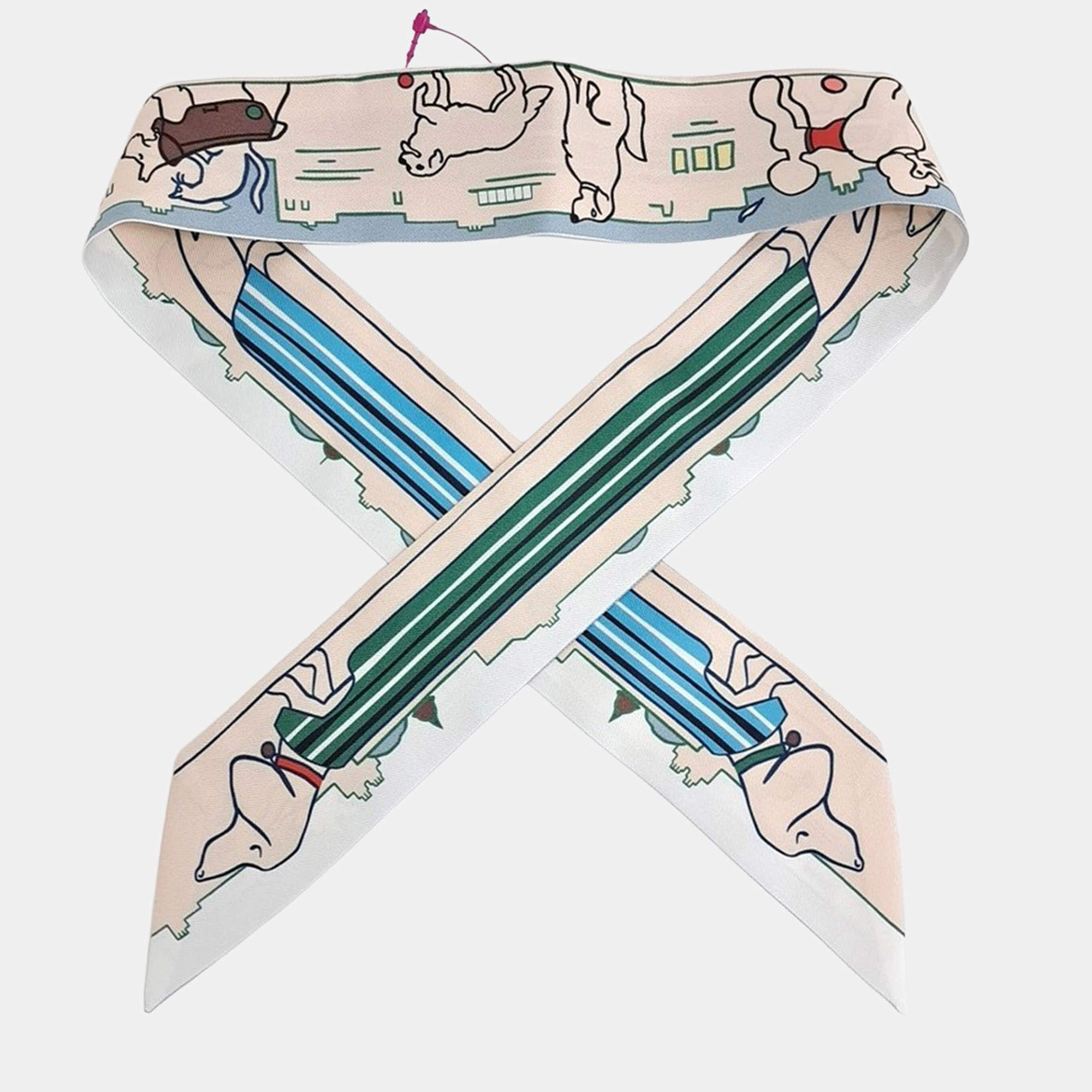 مملوكة مسبقًا Hermes Multicolor Silk Twilly Scarf