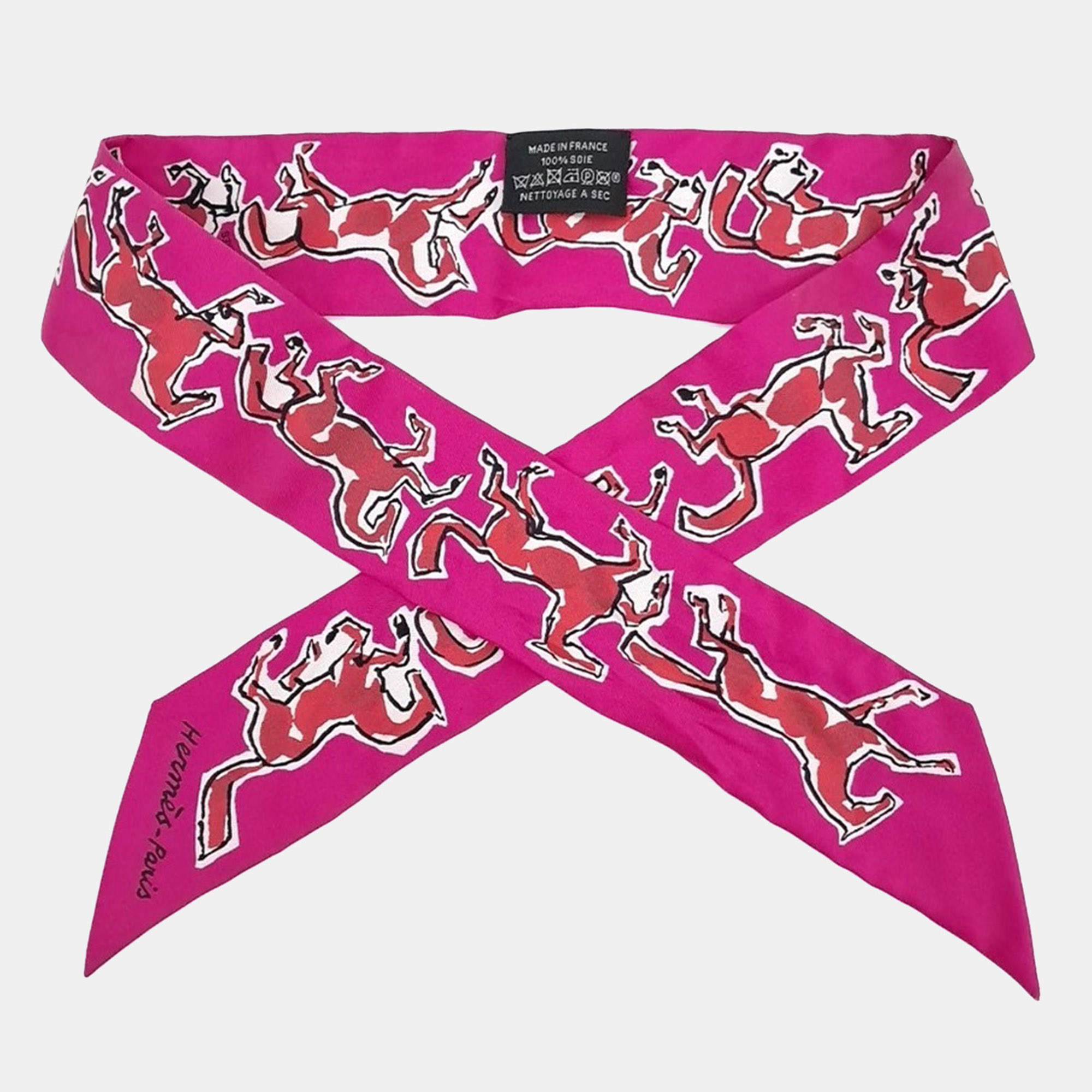 Pre Owned Hermes Pink Silk Twilly
