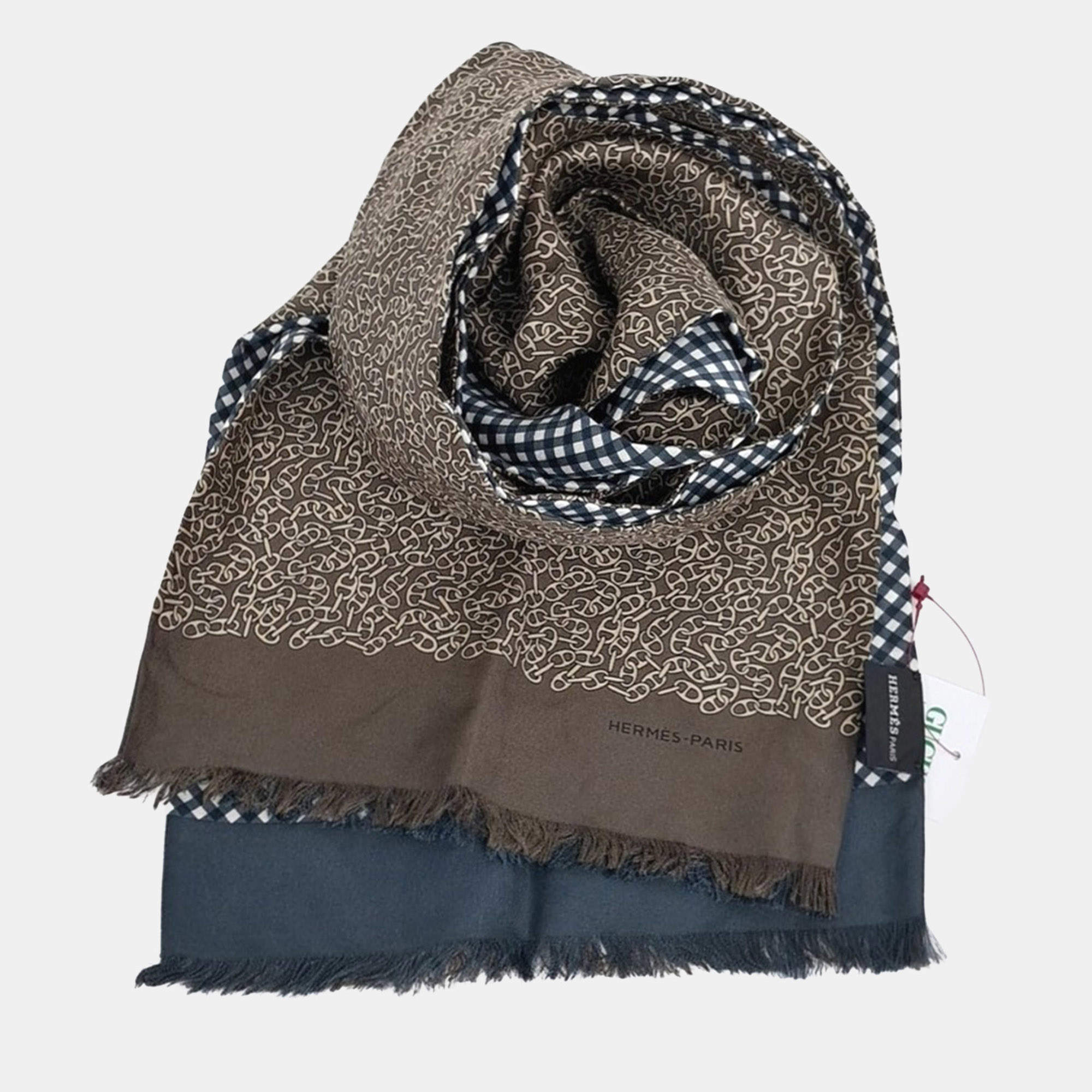 Pre Owned وشاح هيرمس حرير بني