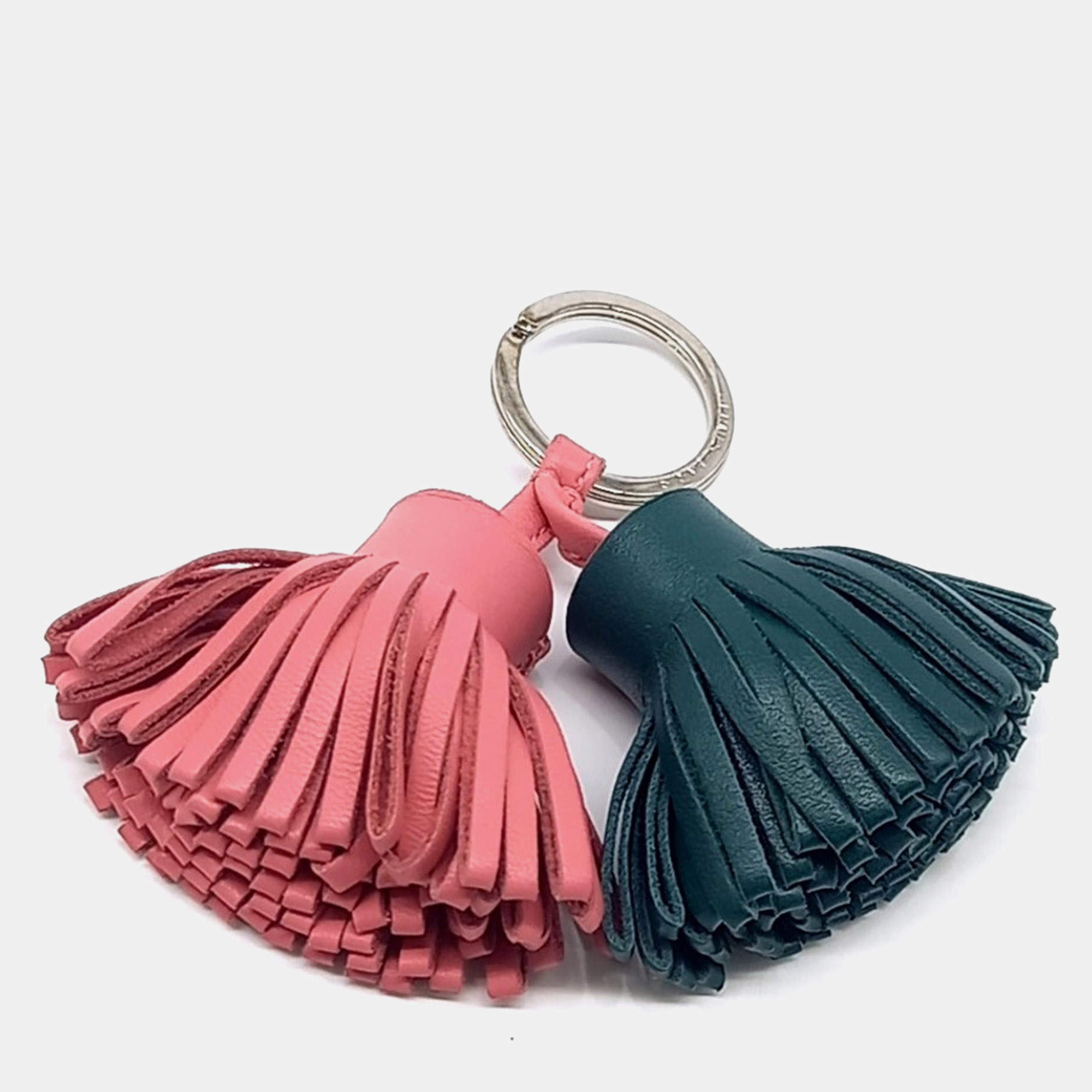 Pre Owned Hermes Green, Pink Leather Carmen Duo Tassel Keyring