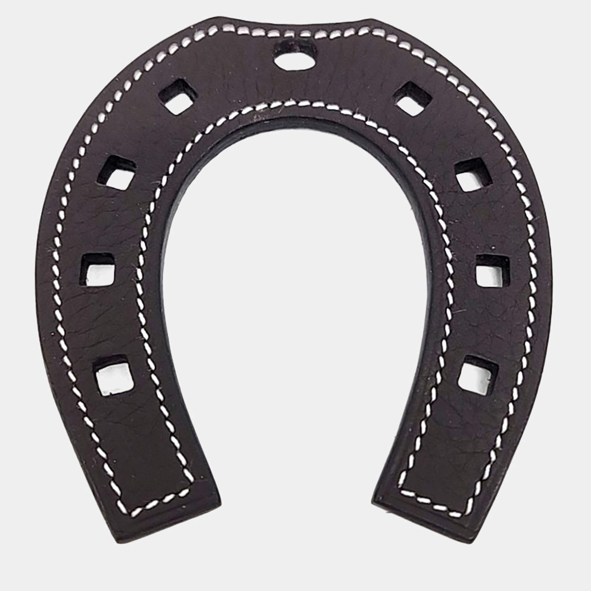 Pre Owned Hermes Horseshoe Brown Leather Bag Charm