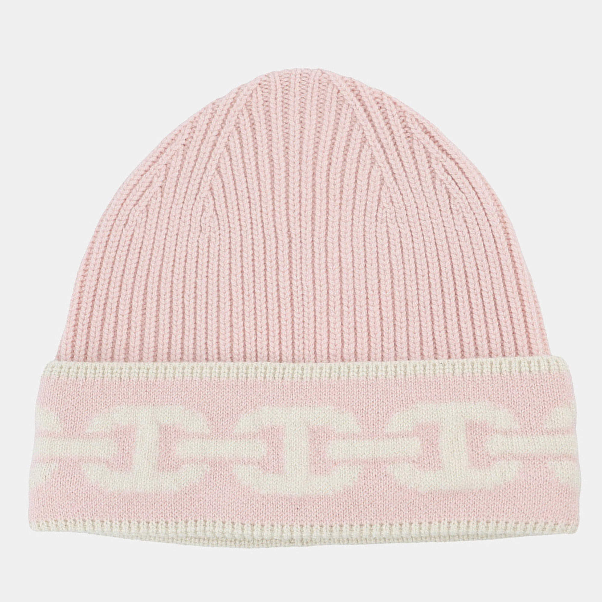 Pre Owned Hermes Knit Cap Eaven Size M Rose Poodle / Ecruh232021N Cashmere99% Polyurethane1%