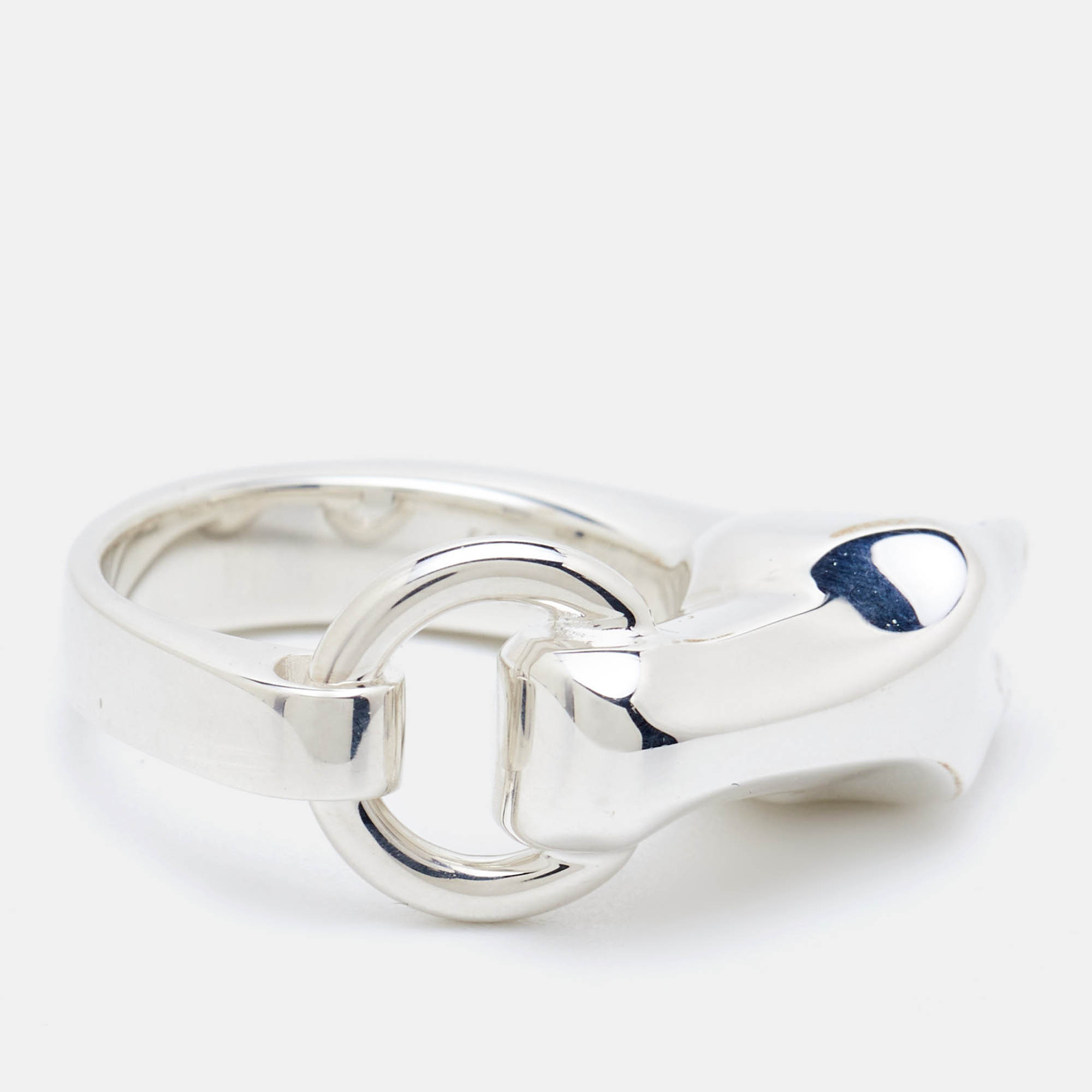 Pre Owned Hermès Galop Sterling Silver Ring Size 51