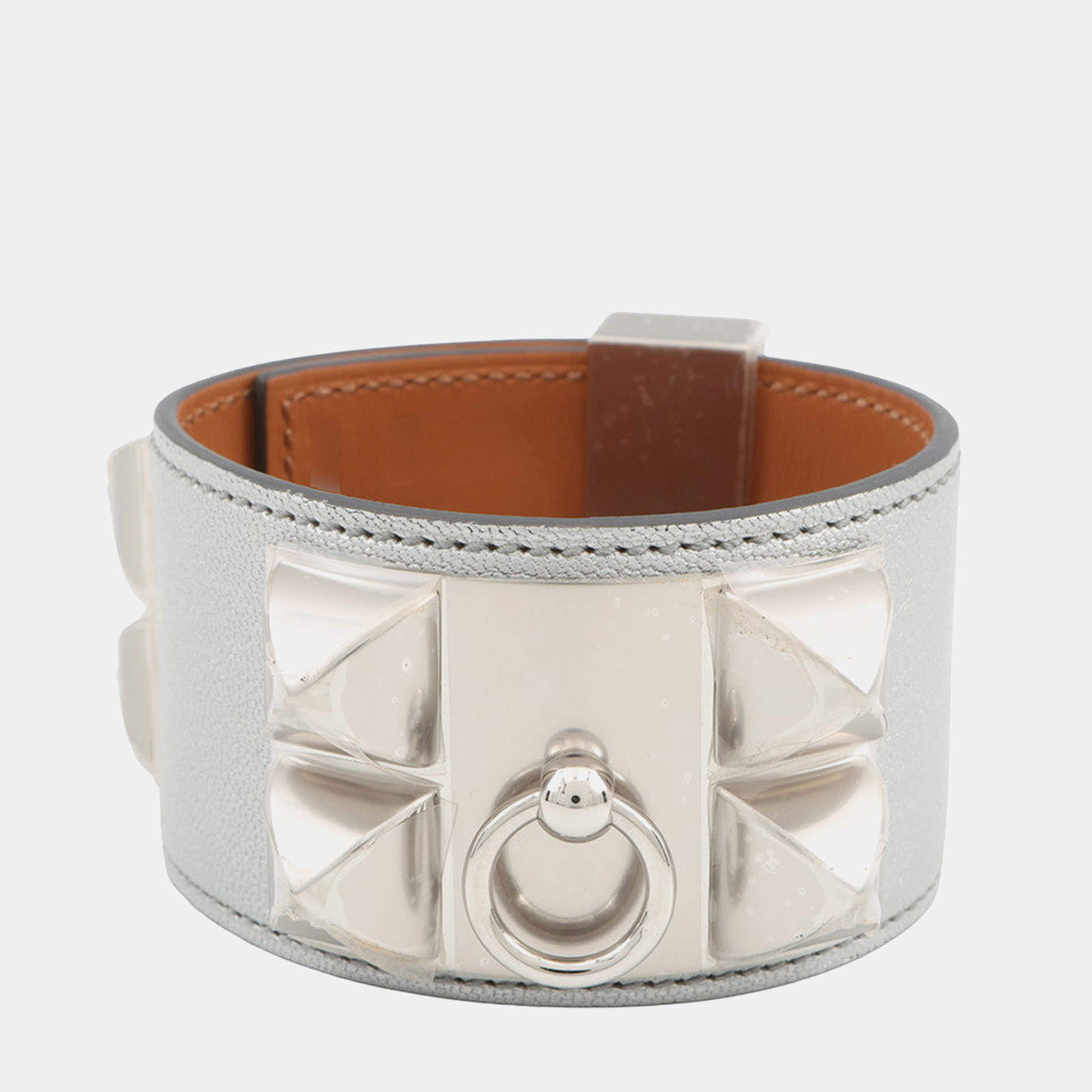 مملوكة مسبقًا Hermes Collier De Chien Bracelet Size T3 Argent Chevre Shamqila