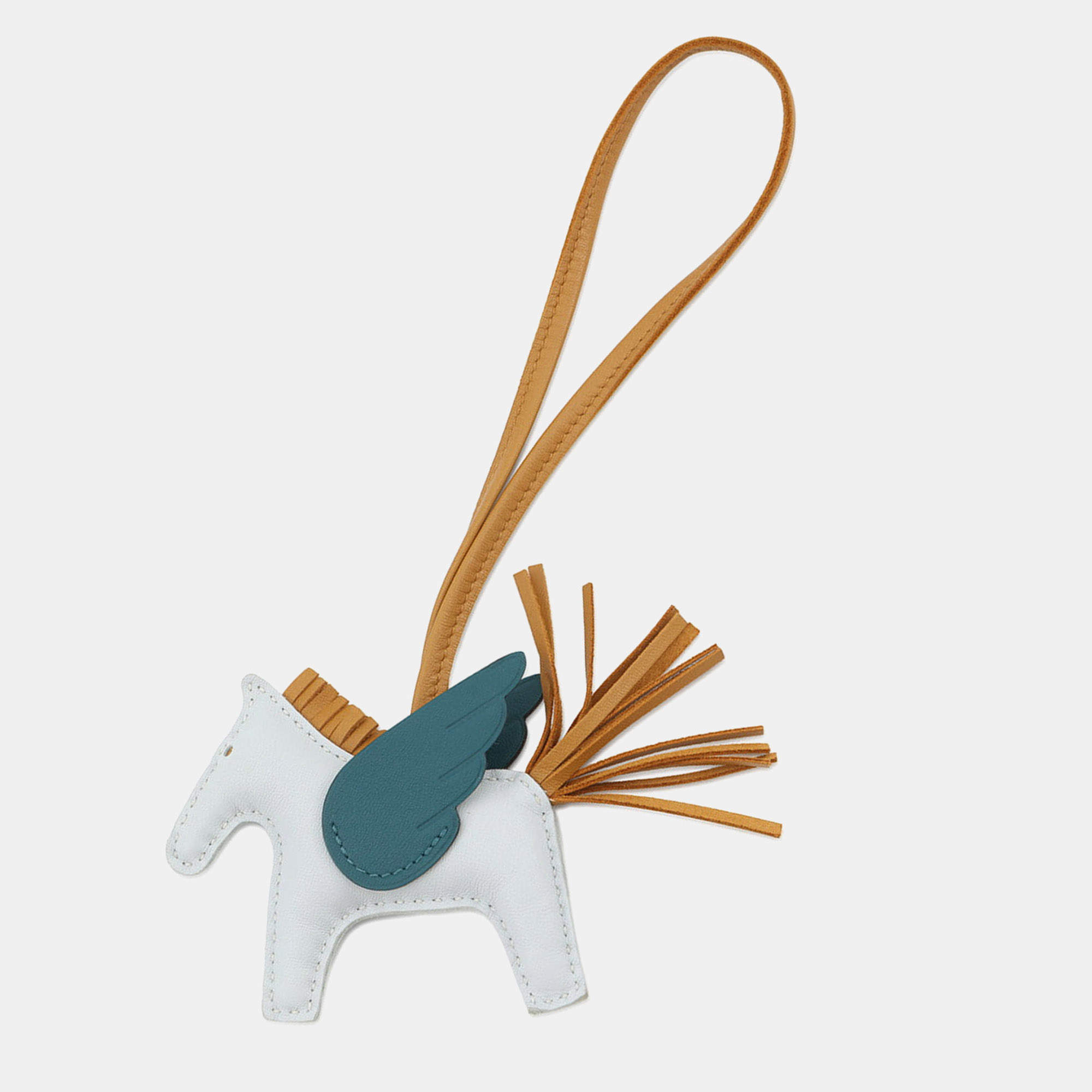 Pre Owned تعويذة حقيبة هيرميس روديو بيغاسوس أزرق برم/سمسم/فيرتبوسفيري جلد خروف مقاس بي إم