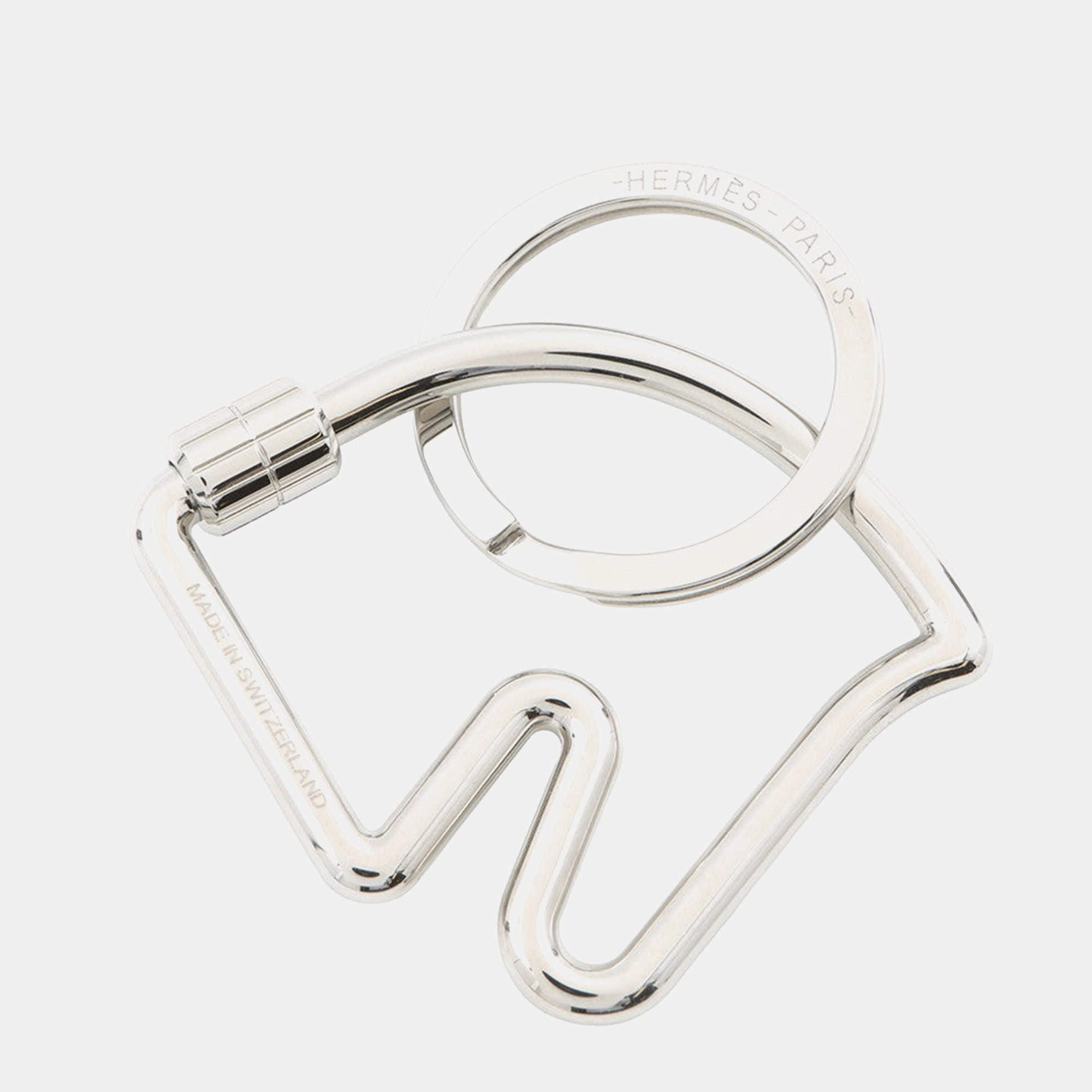Pre Owned Hermes Cheval Key Ring Silver Metal