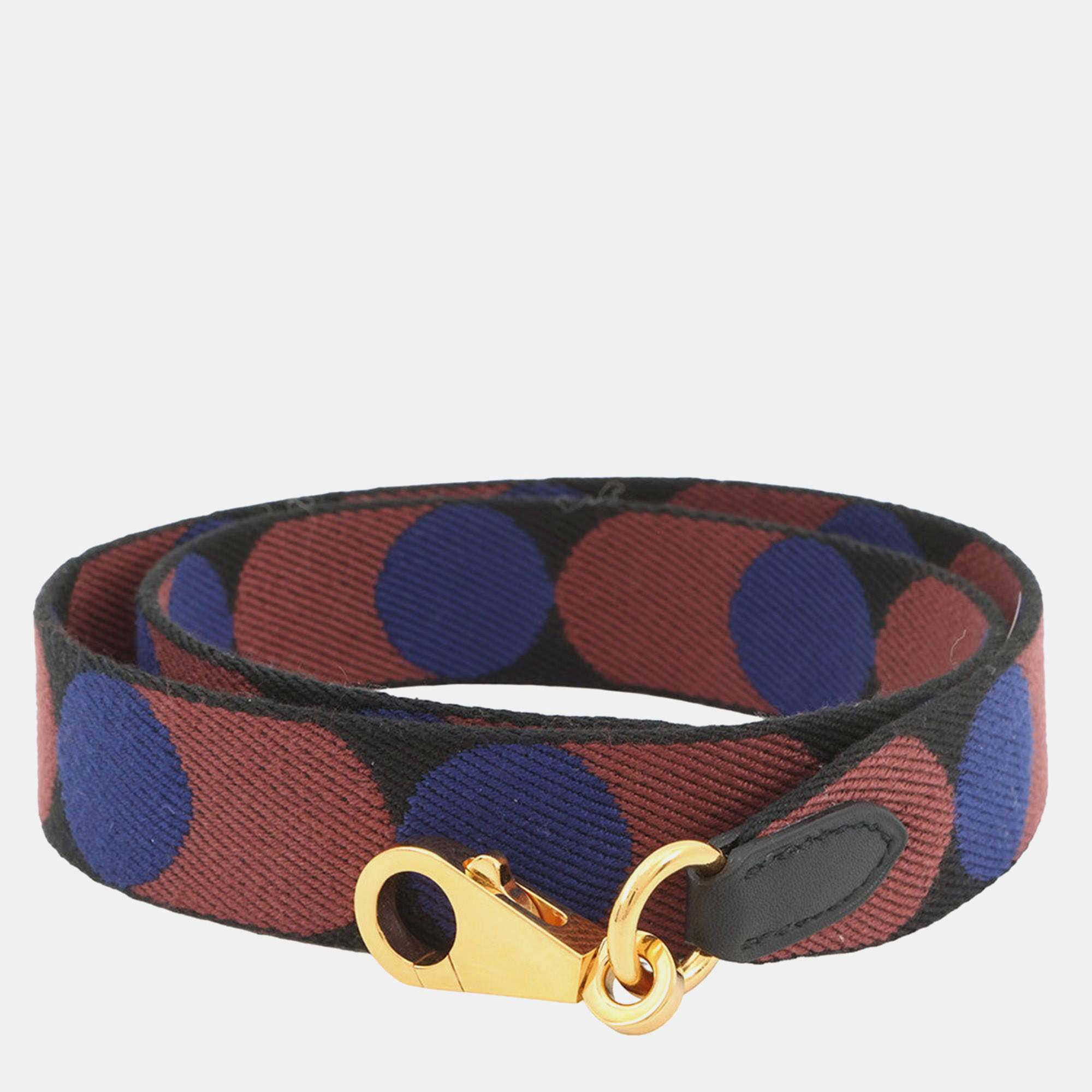 Pre Owned Hermes Shoulder Strap Sangle Flipper Ball Blue/Brown Canvas Swift Leather