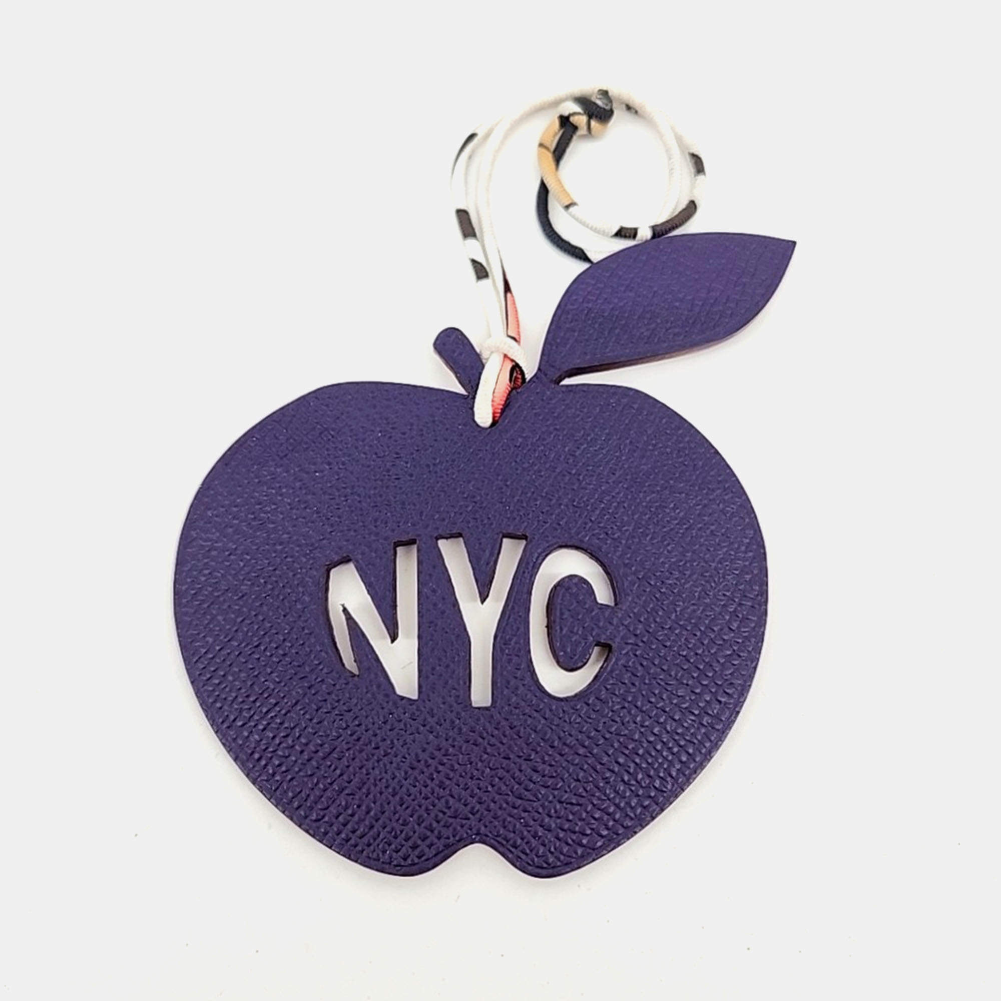 Pre Owned Hermes Petit H Petit Hache Purple Leather Bag Charm