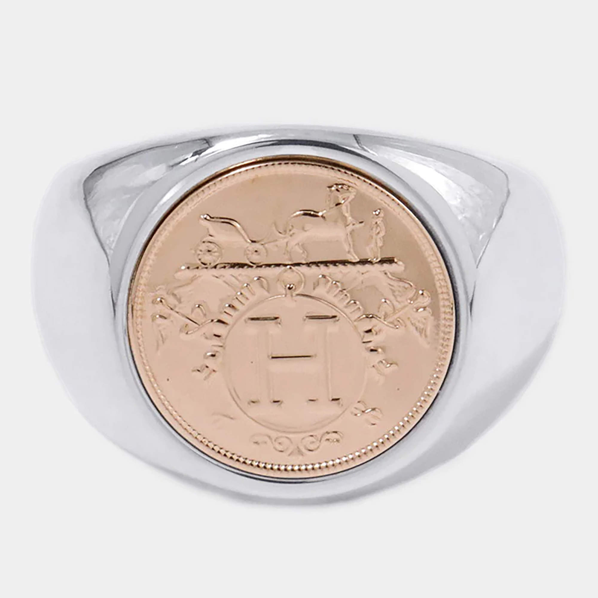 مملوكة مسبقًا Hermes Exlibris Chevalier Ring Size 55 Sv925 K18Pg