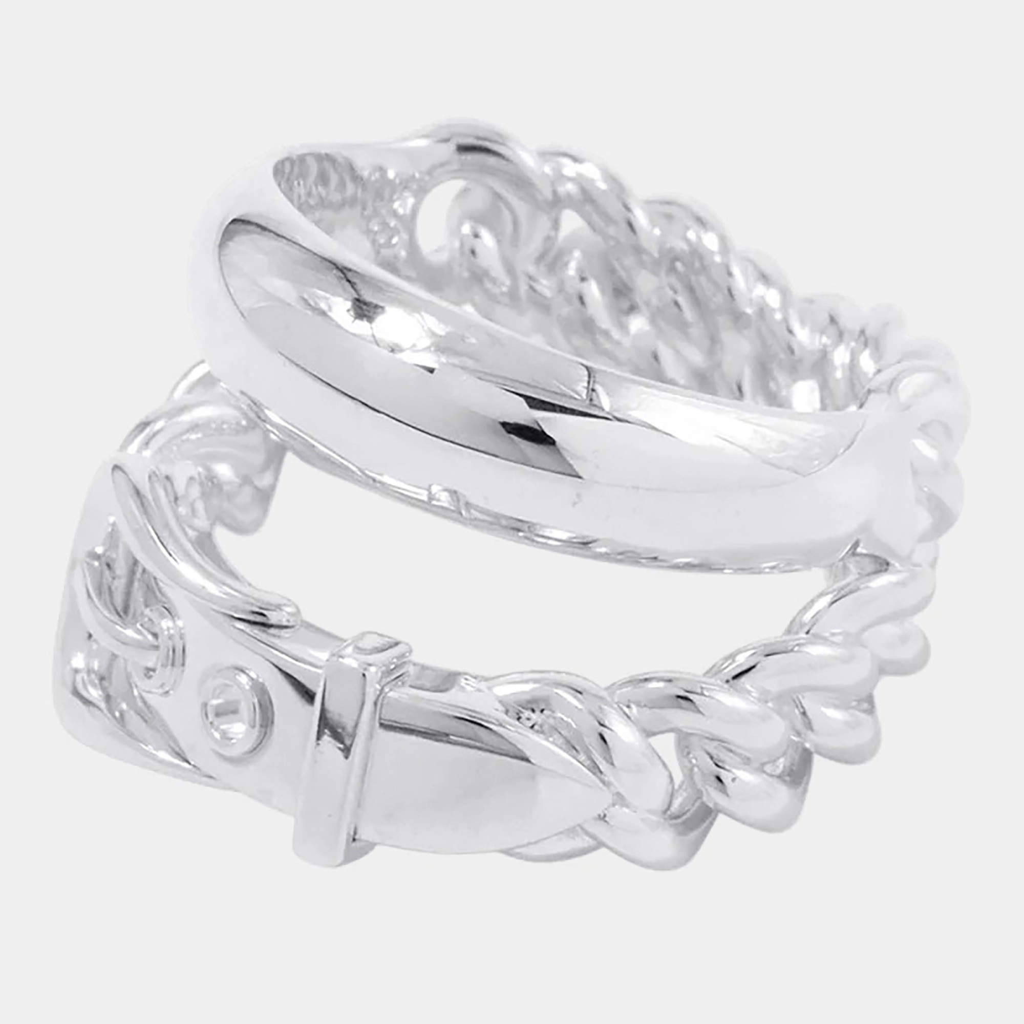 مملوكة مسبقًا Hermes Bouclesellier Inflexible Ring Size 53/#13 Sv925