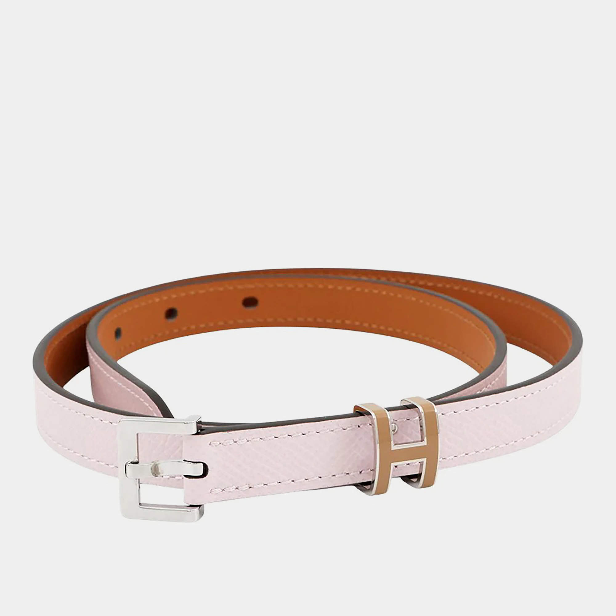 Pre Owned Hermes Belt Pop H 15 Size 70 Mauve Pale/Chai Epsom