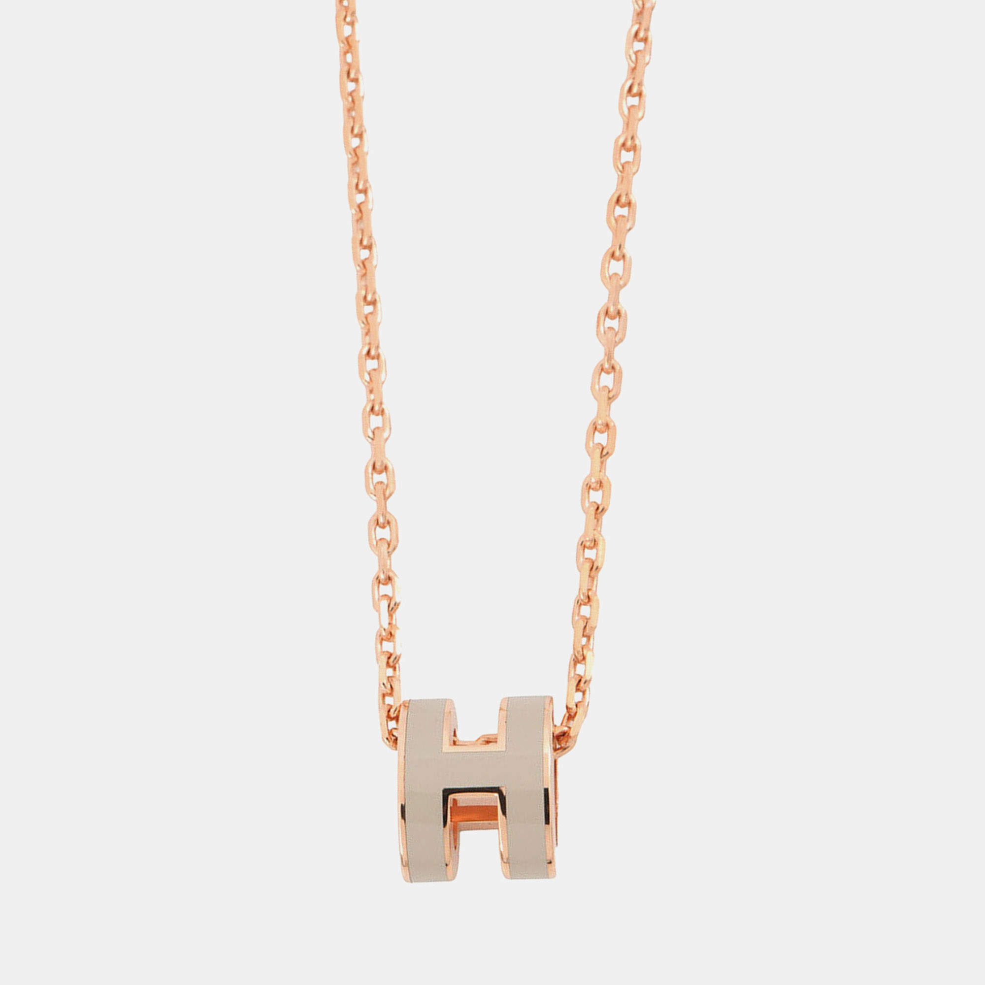مملوكة مسبقًا Hermes Pop Ash Necklace Size Mini Marong Rasse Lacquer Metal