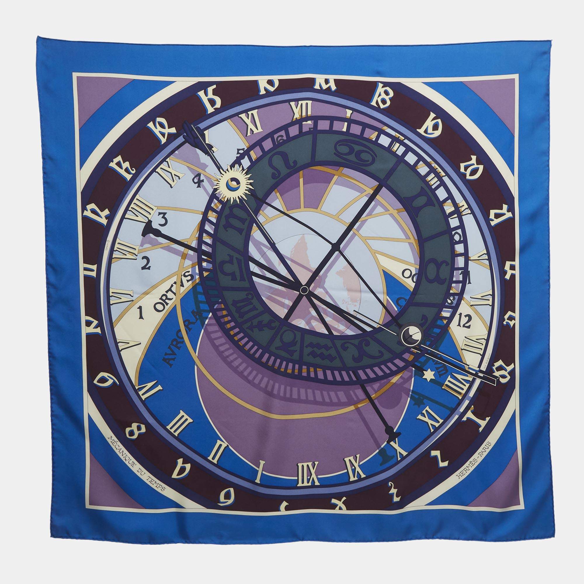 مملوكة مسبقًا وشاح هيرمس حرير ميكانيك دو تامب أزرق