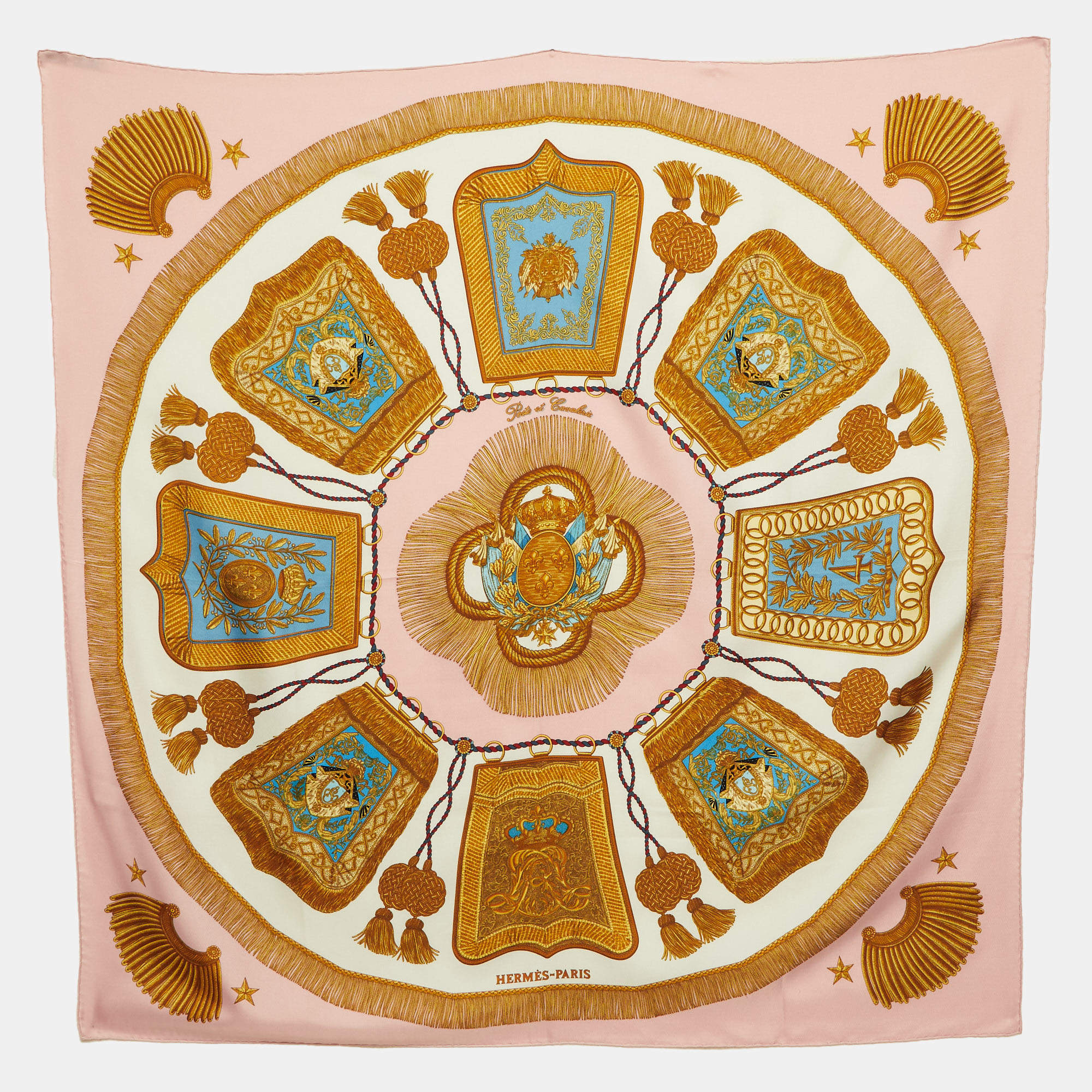 Pre Owned وشاح هيرمس حرير بوستي إيه كافاليري وردي