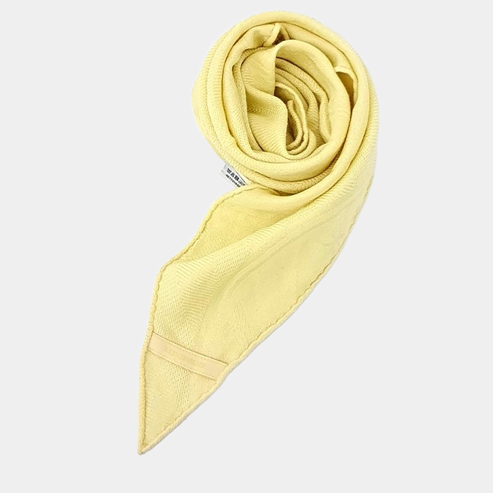 Pre Owned Hermes Cashmere Silk Yellow Rosangi Scarf