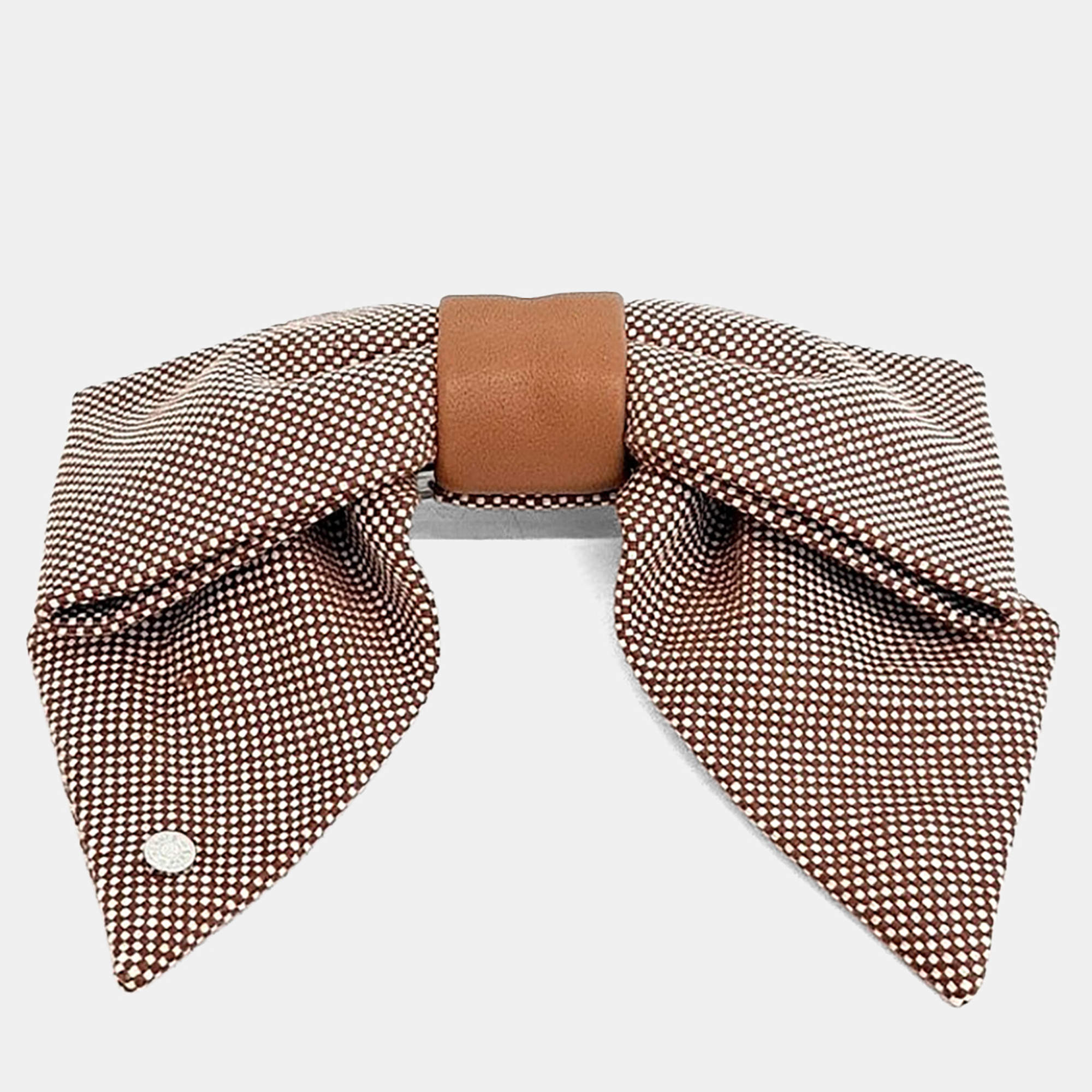 Pre Owned Hermes Brown, White Bow Hairpin