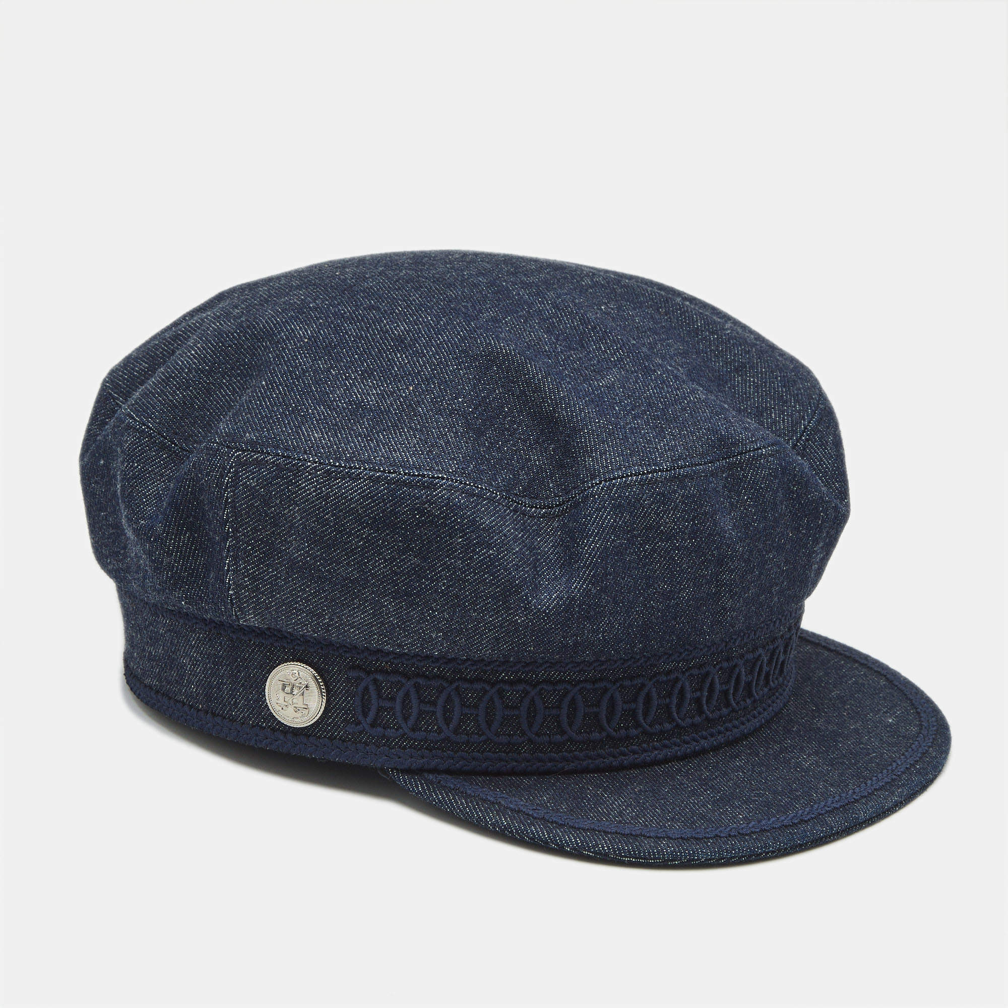 Pre Owned Hermès Blue Denim Cabourg Cliquetis Cap Size5 9
