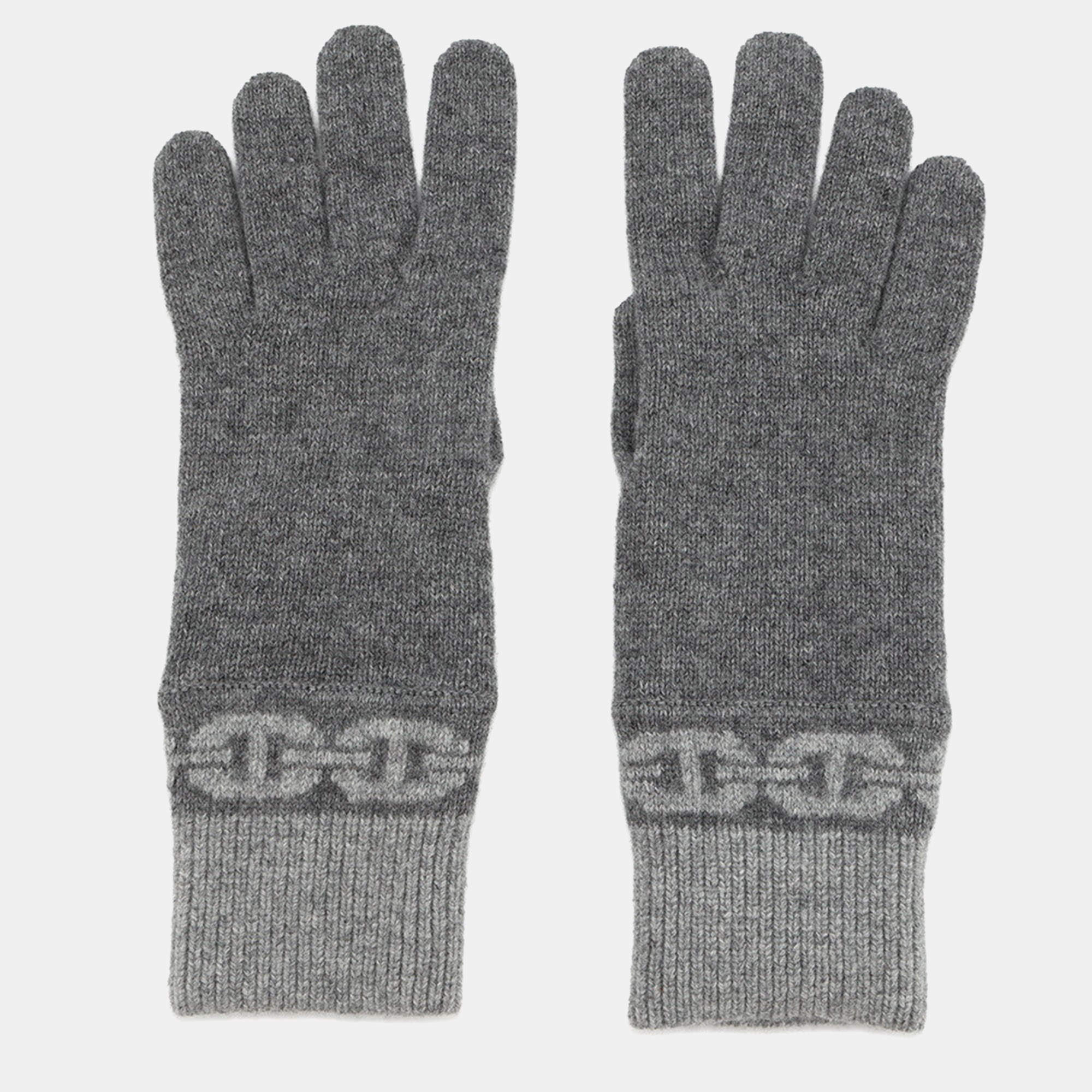 Pre Owned Hermes Glove Heaven Size M Charbon/Flannel