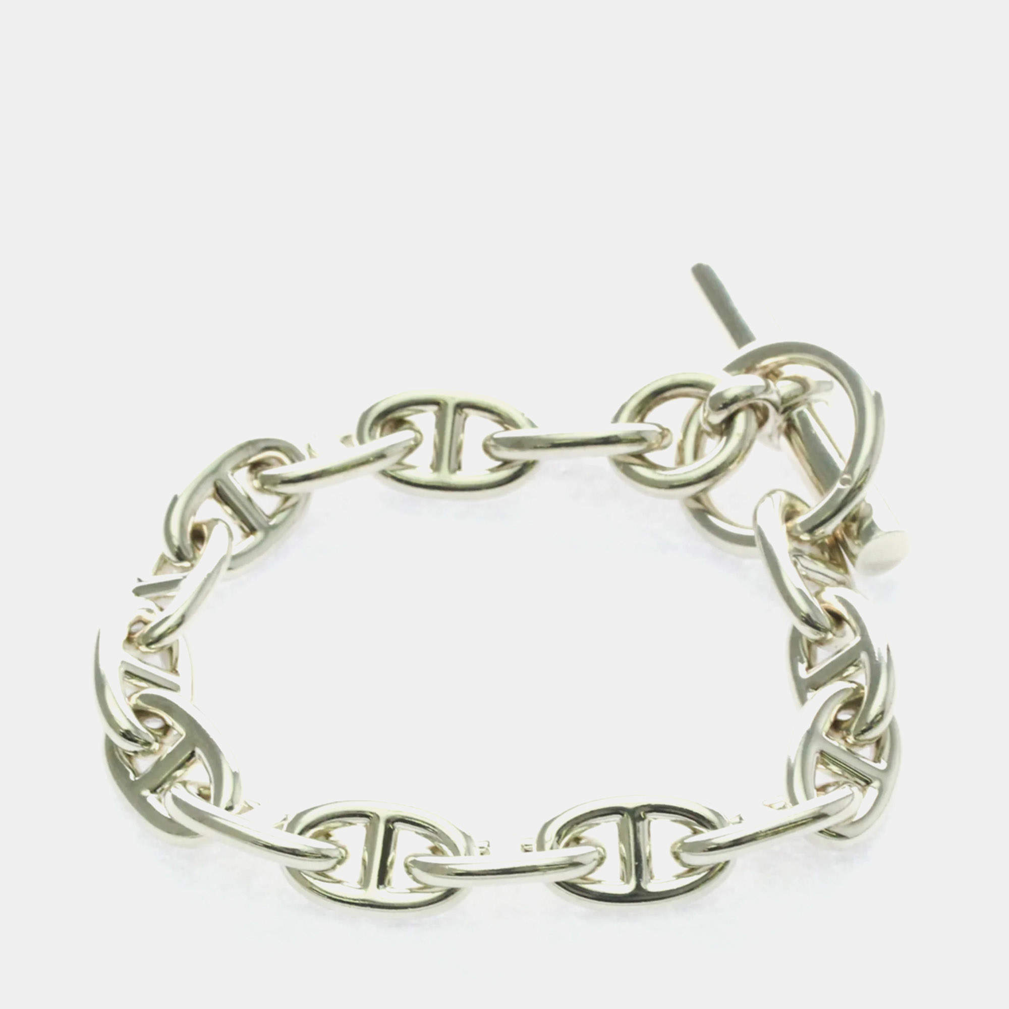 Pre Owned Hermes Chaine D'Ancre MM Silver 925 Charm Bracelet Silver