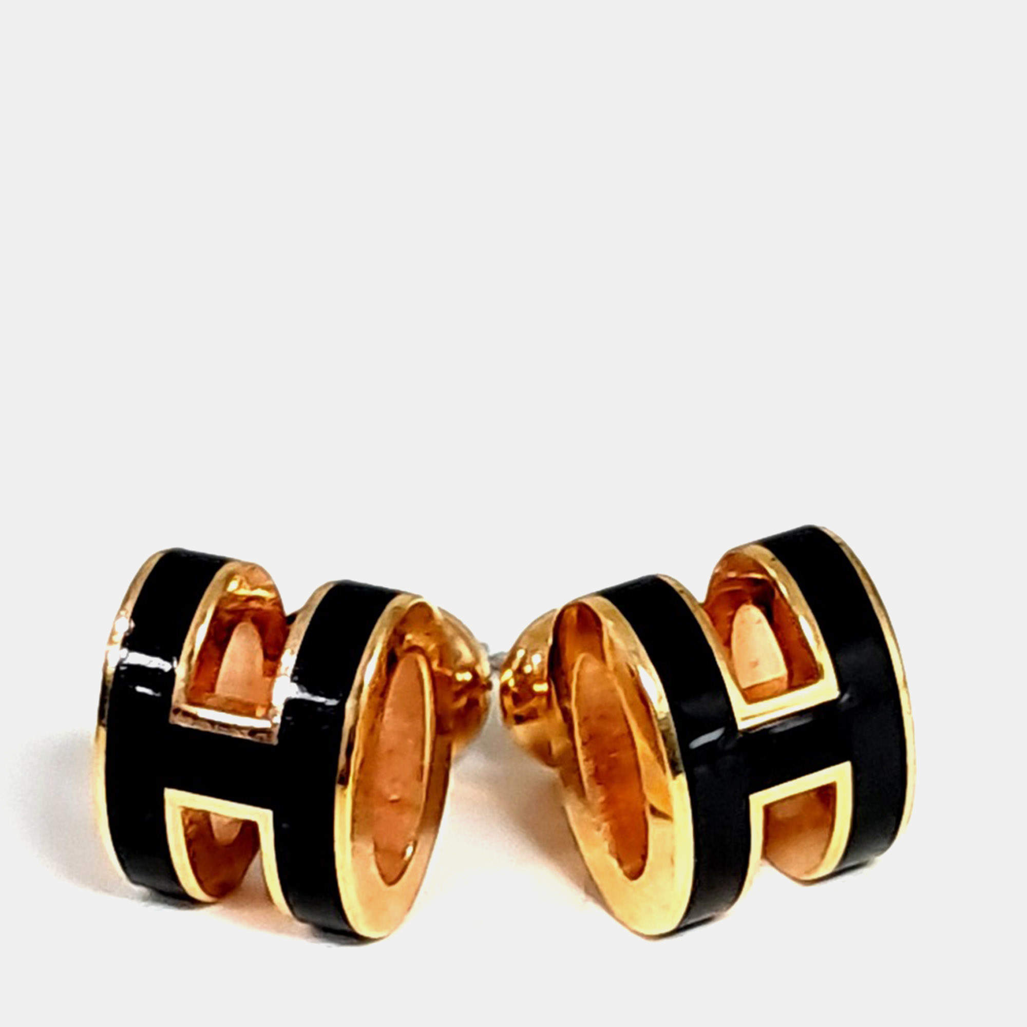 Pre Owned Hermes Metal Mini Pop H Logo Earrings