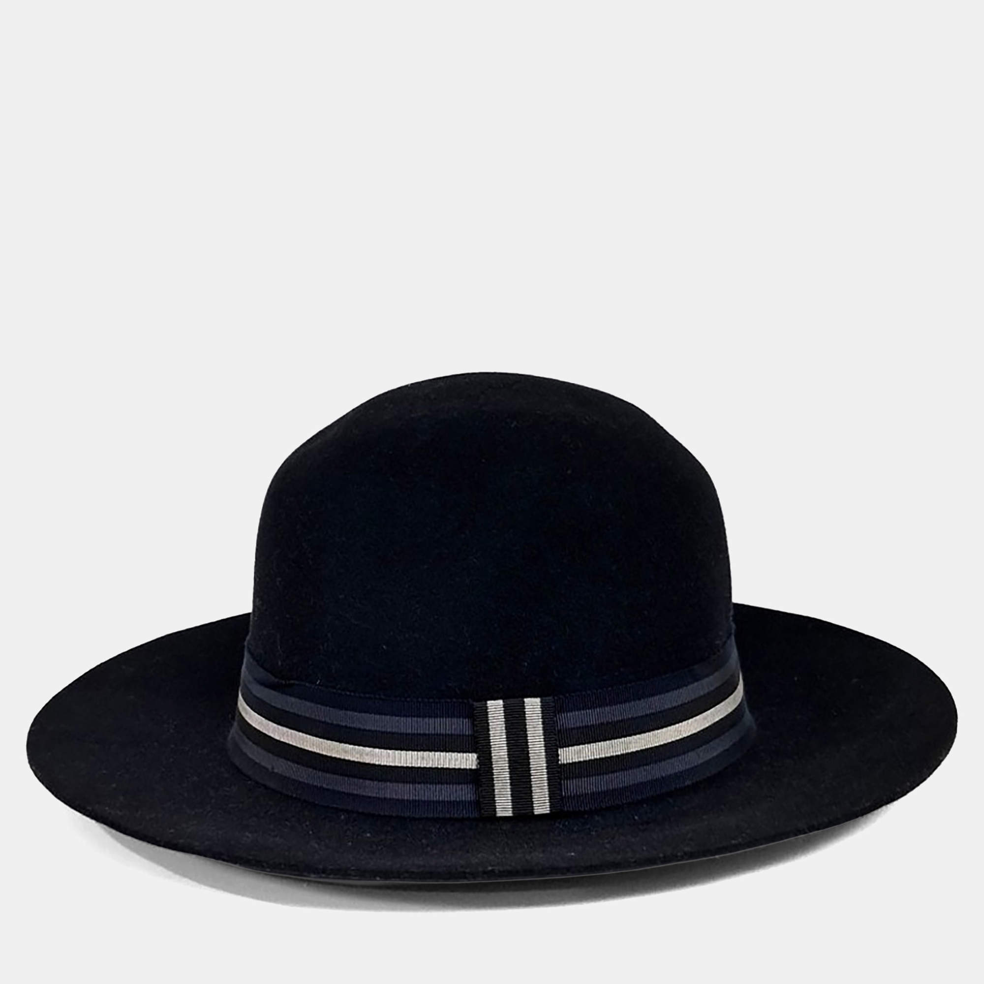 Pre Owned Hermes Black Felt Hat