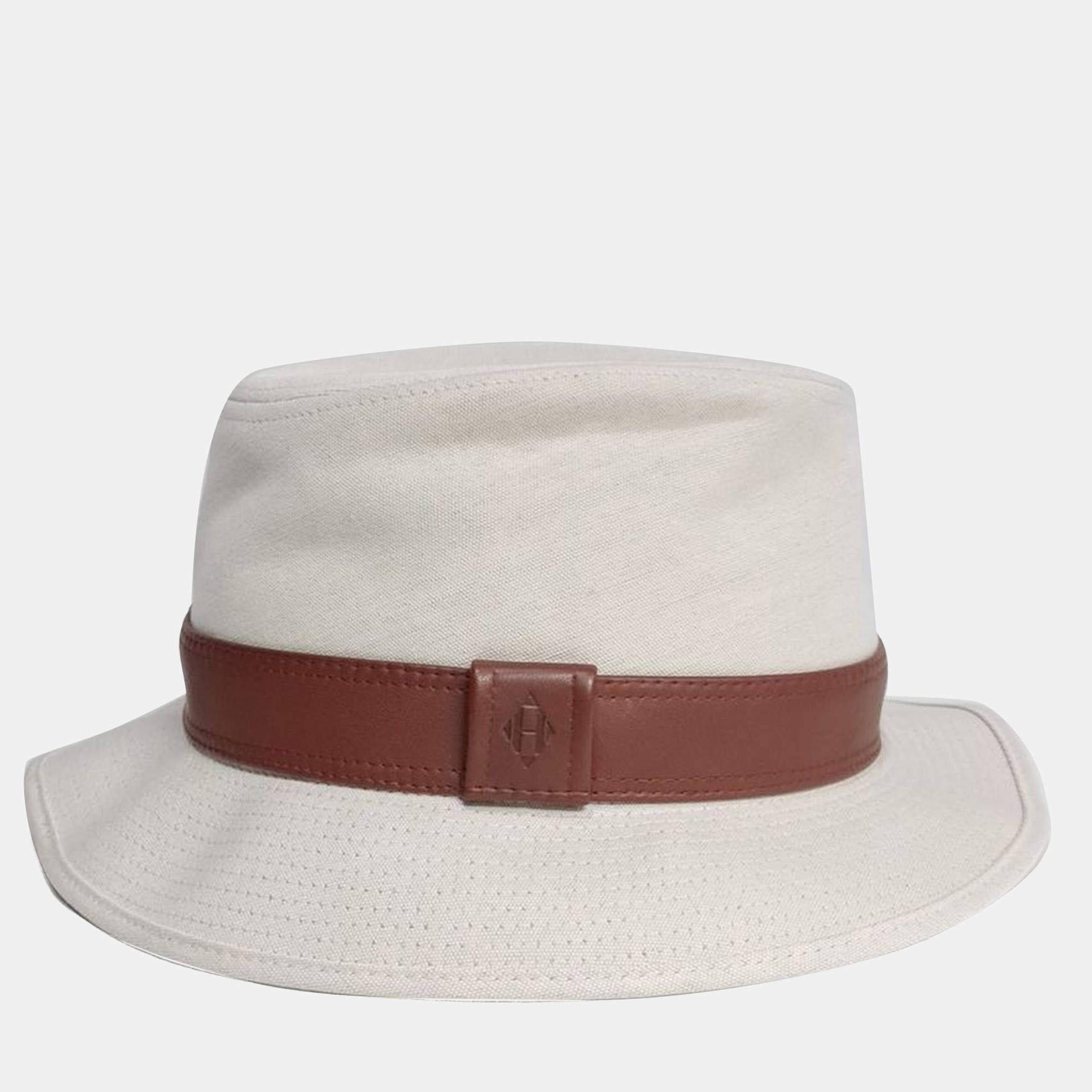 Pre Owned Hermes Cotton Beige/Brown Hat