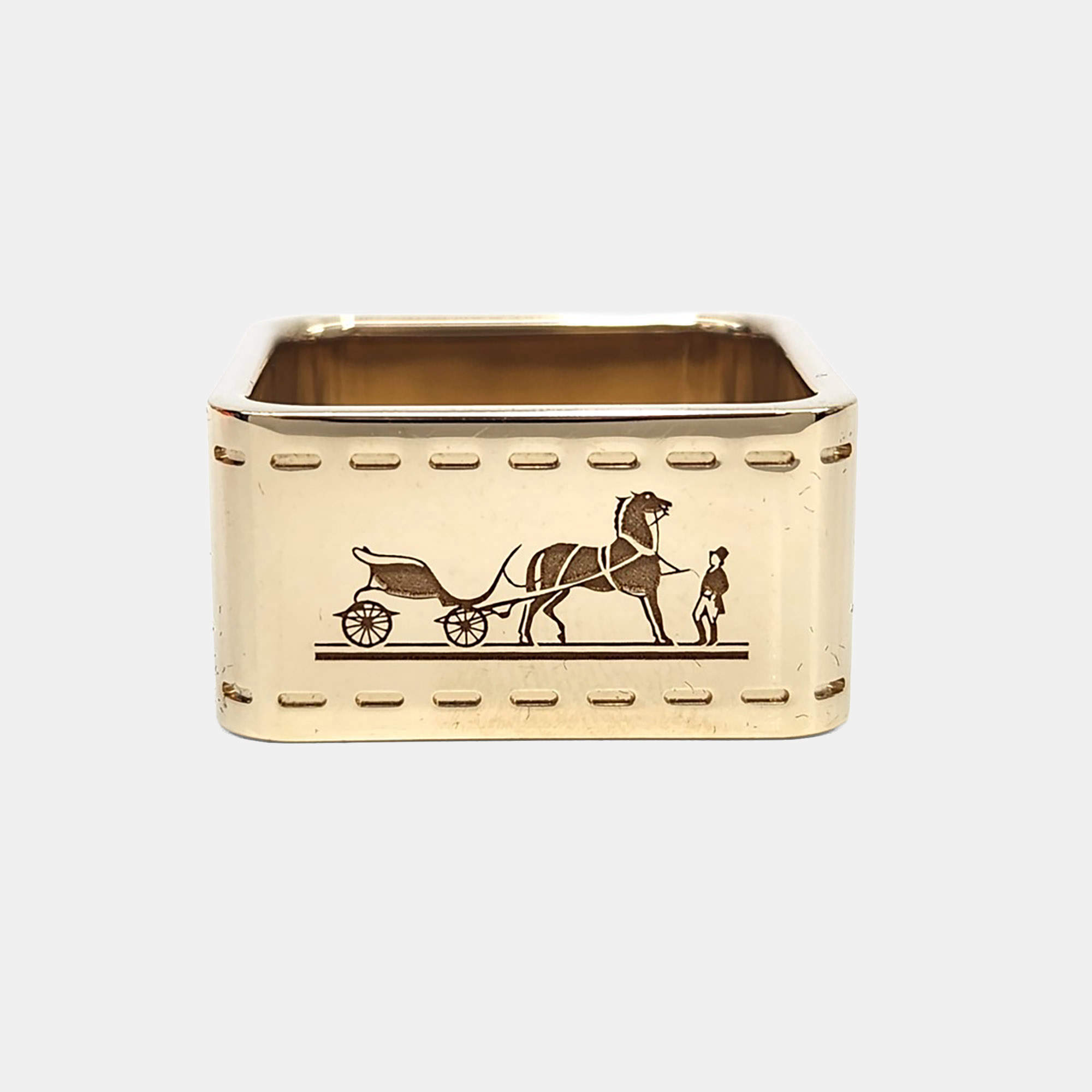 مملوكة مسبقًا Hermès Bolduc Gold Tone Scarf Ring