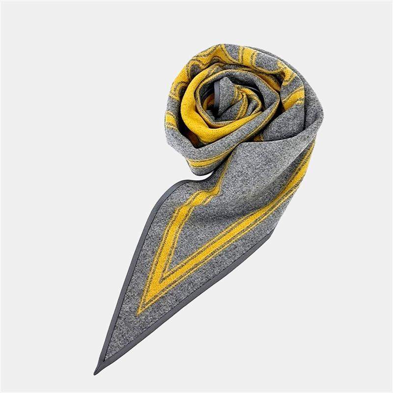 Pre Owned Hermès Cashmere Mustard/Grey Triangle Scarf