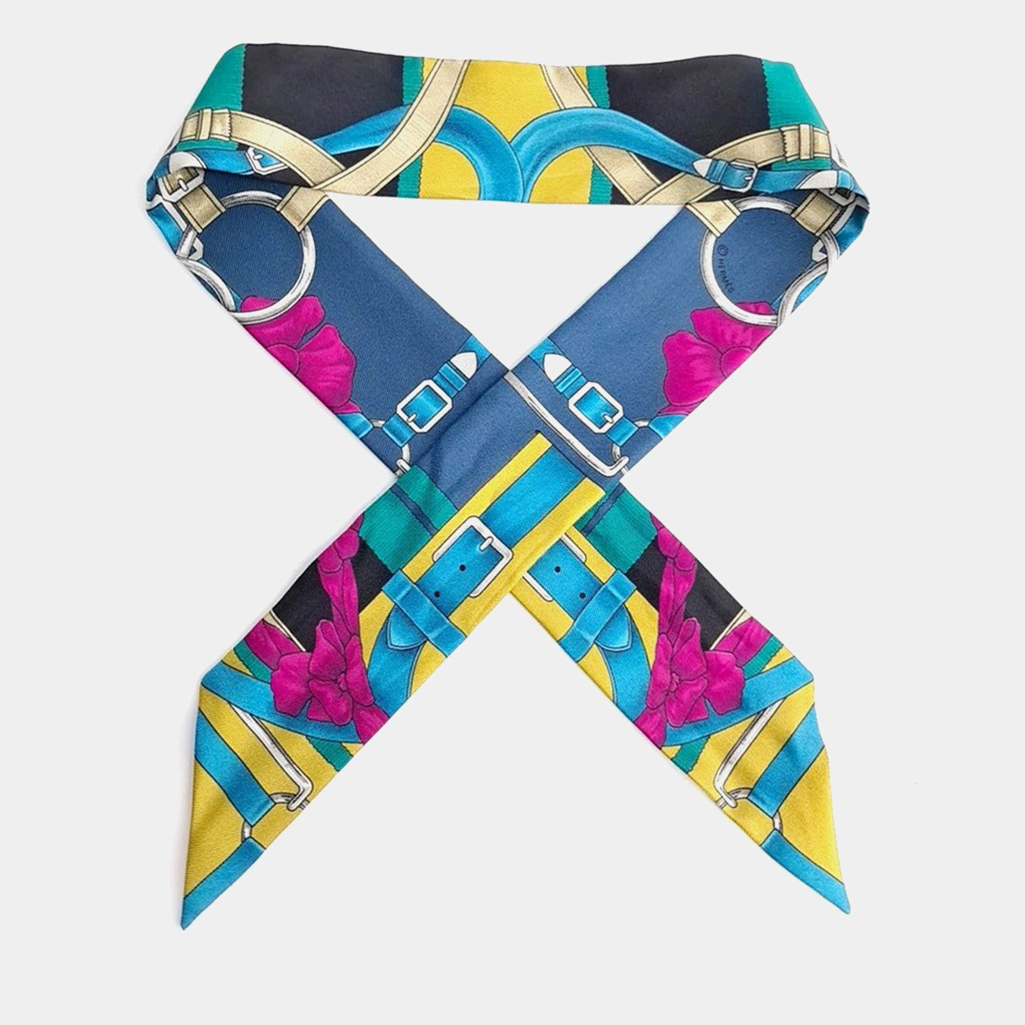 Pre Owned Hermes Multicolor Silk Twilly