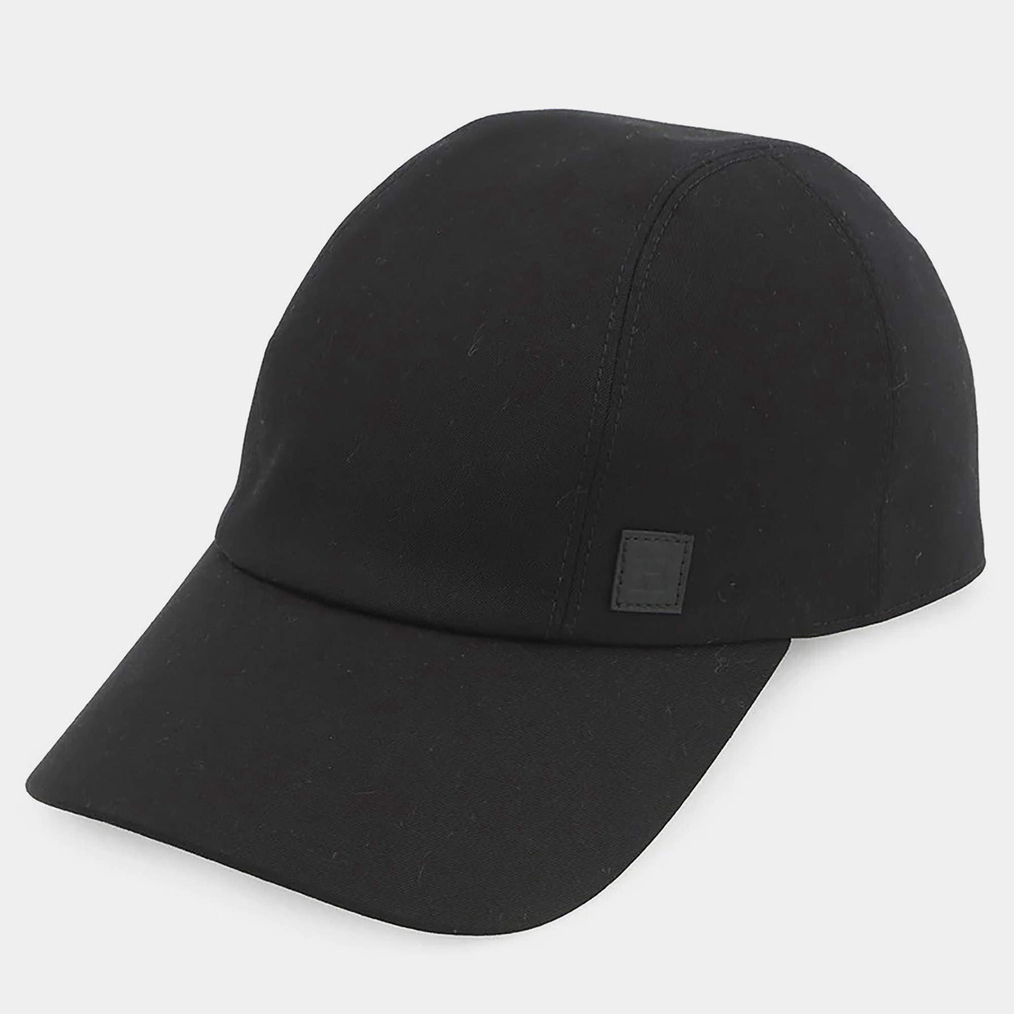 Pre Owned Hermes Cap Miles Size 58 Black Cotton Polyurethane