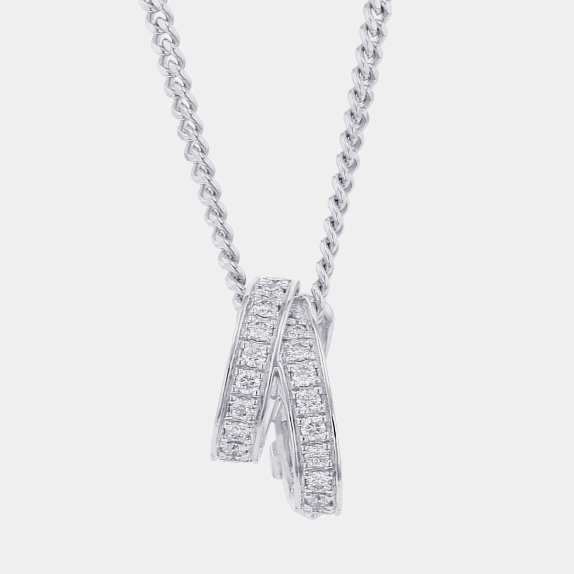 Pre Owned Hermes Etriviere H124208B 18k White Gold Diamond Women's Pendant Necklace