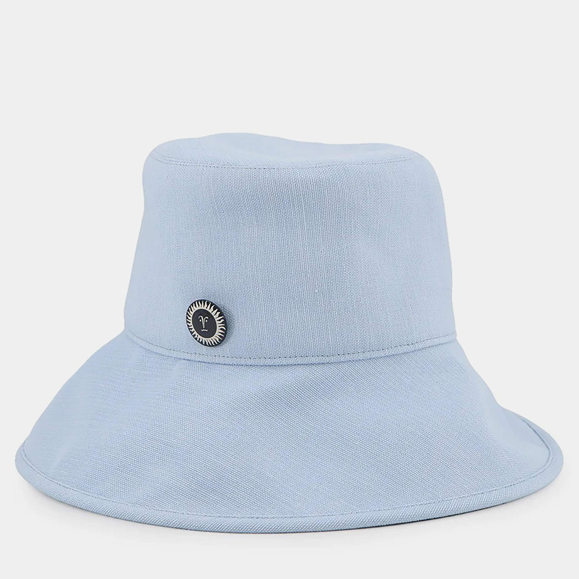Pre Owned Hermes Gaelle 57 Light Blue Hemp Cotton Polyurethane Bucket Hat