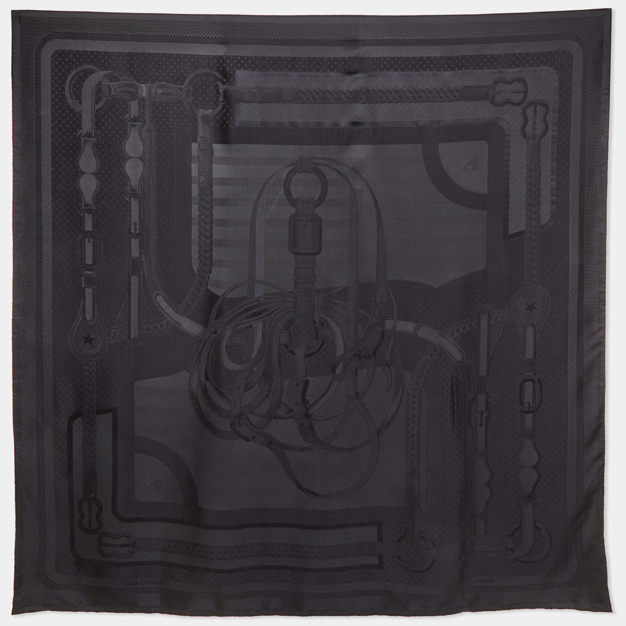 مملوكة مسبقًا Hermès Marine Blue Coaching Silk Giant Scarf 140