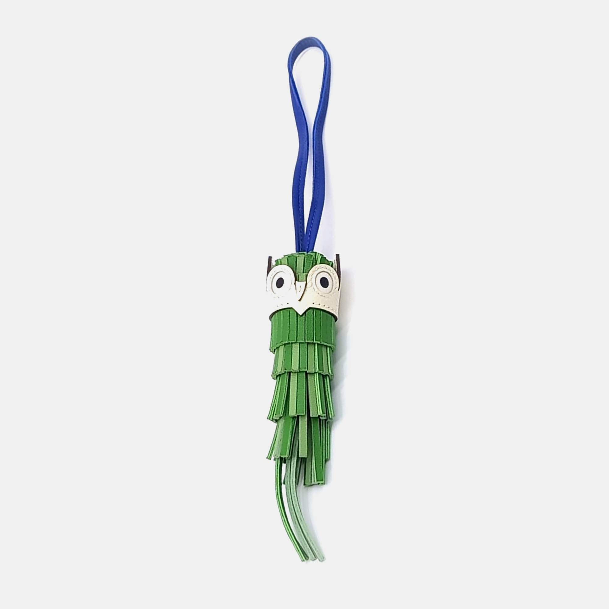 مملوكة مسبقًا Hermès Chouette Blue/Green Bag Leather Charm (W)