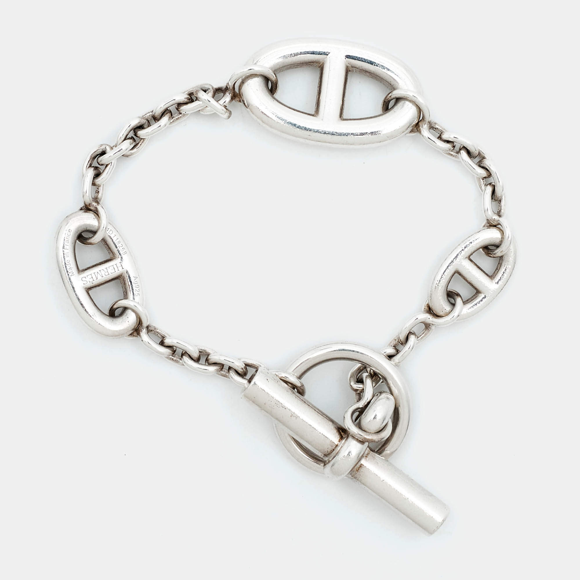 Pre Owned Hermès Chaîne d'Ancre Farandole Sterling Silver Link Bracelet