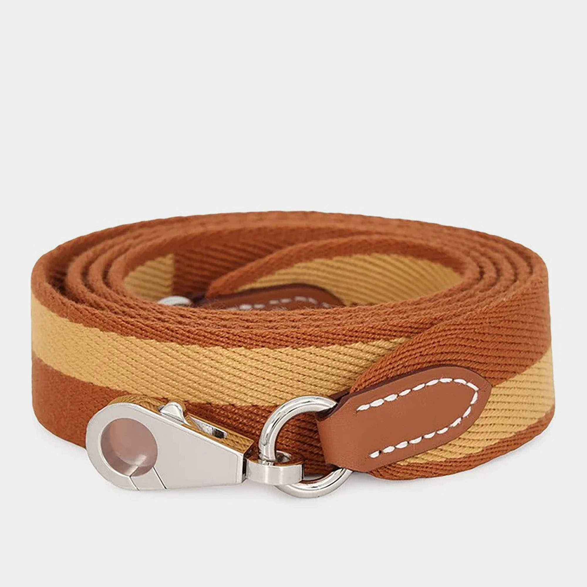 Pre Owned Hermes Bandouliere Sangle Casaque Gold/Paille Canvas Swift Leather Size 1" Width / 43.3"