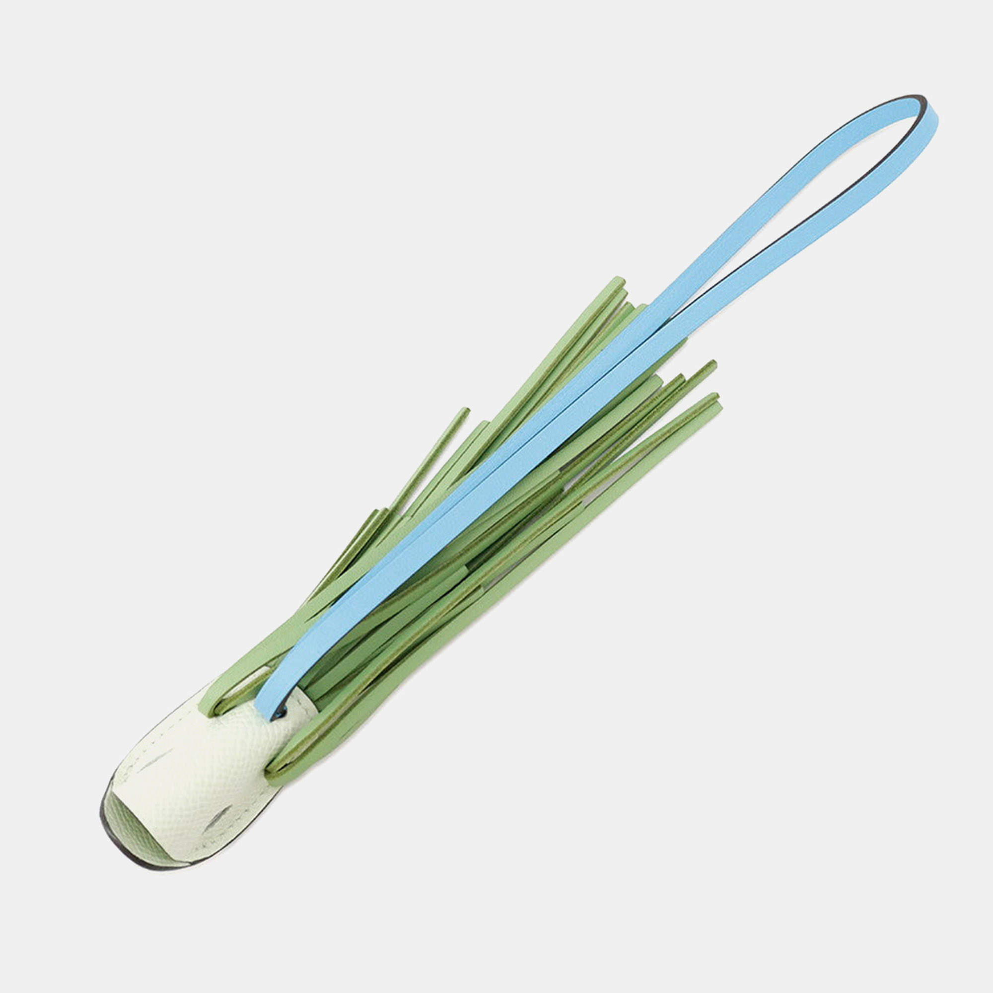 Pre Owned Hermes Poisson Bag Charm Celeste/Vert Fizz/Vert Cricket Epsom Swift Leather