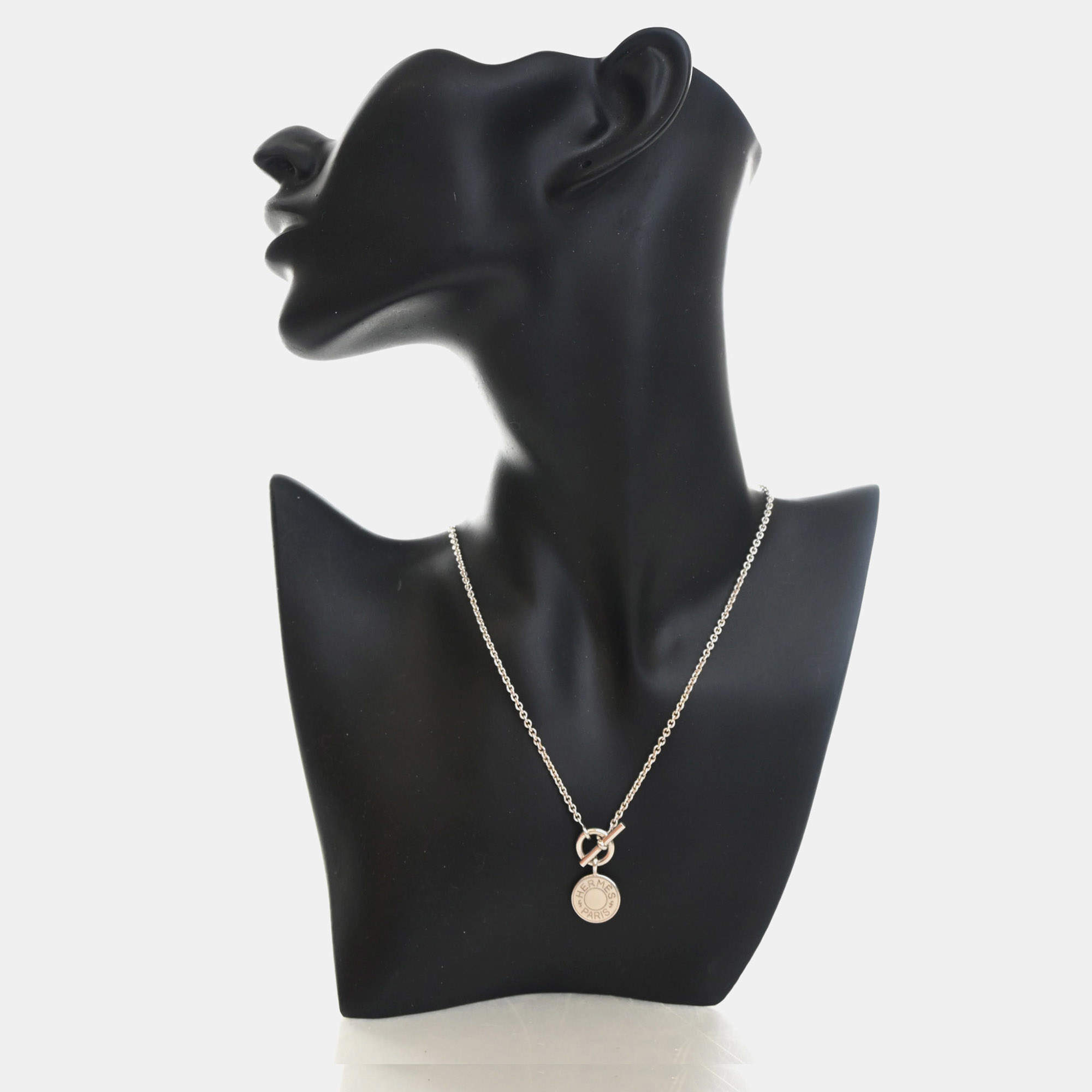 Pre Owned Hermes Amulettes Ex -Libris 925 Sterling Silver Women's Pendant Necklace