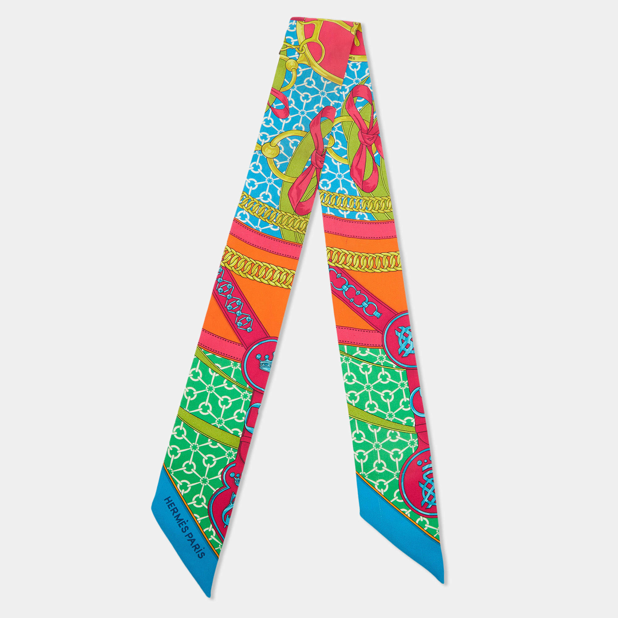 Pre Owned Hermes Multicolor La Promenade du Matin Silk Twilly 