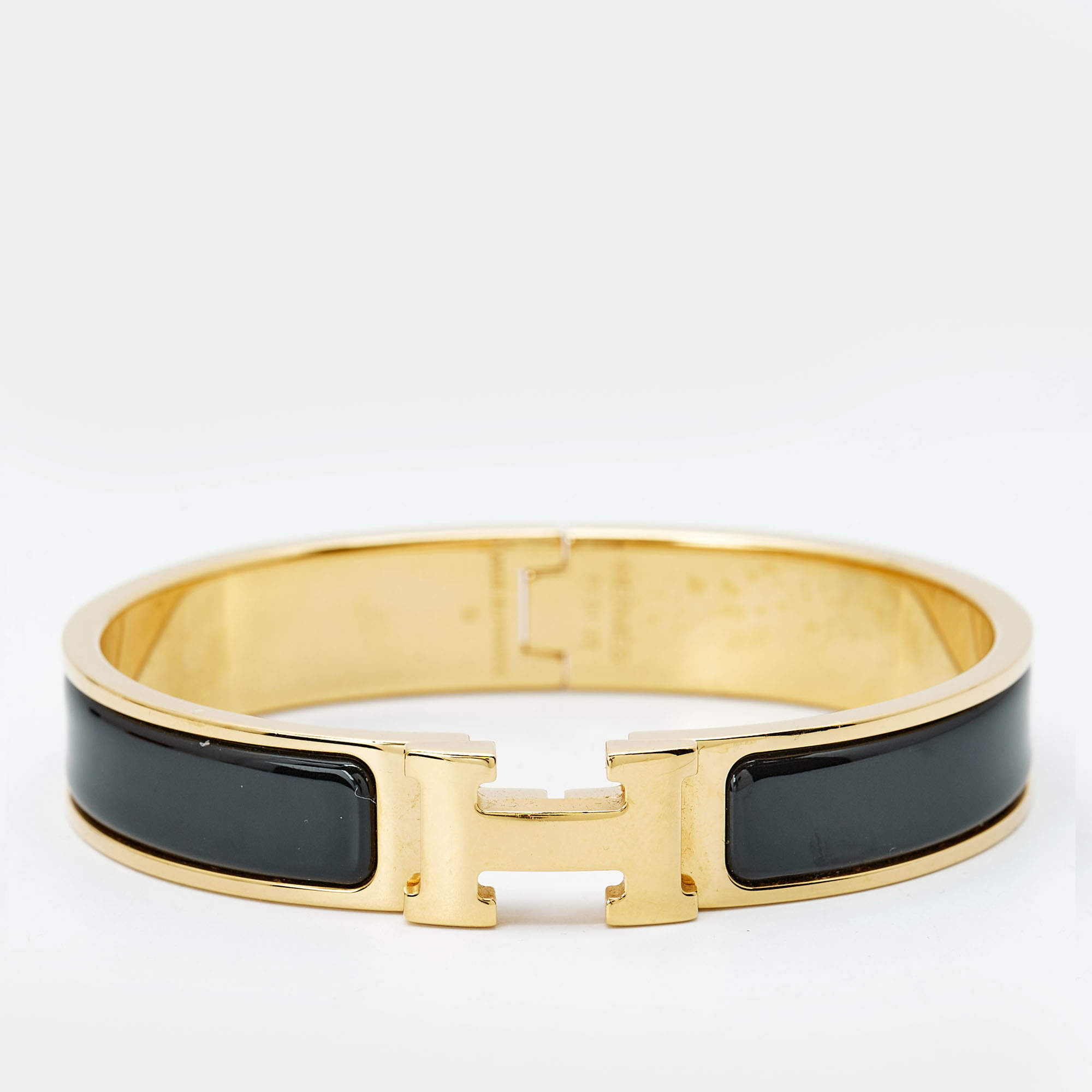 Pre Owned Hermès Clic H Enamel Gold Plated Bracelet