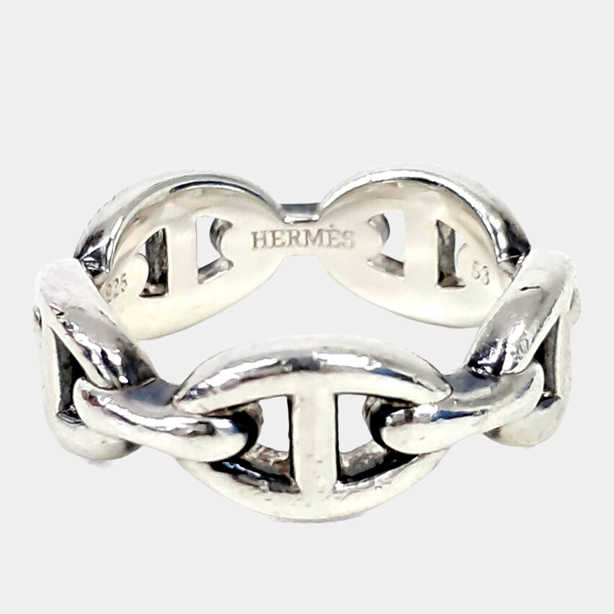 Pre Owned Hermès silver 925 Chandal ring EU 53 