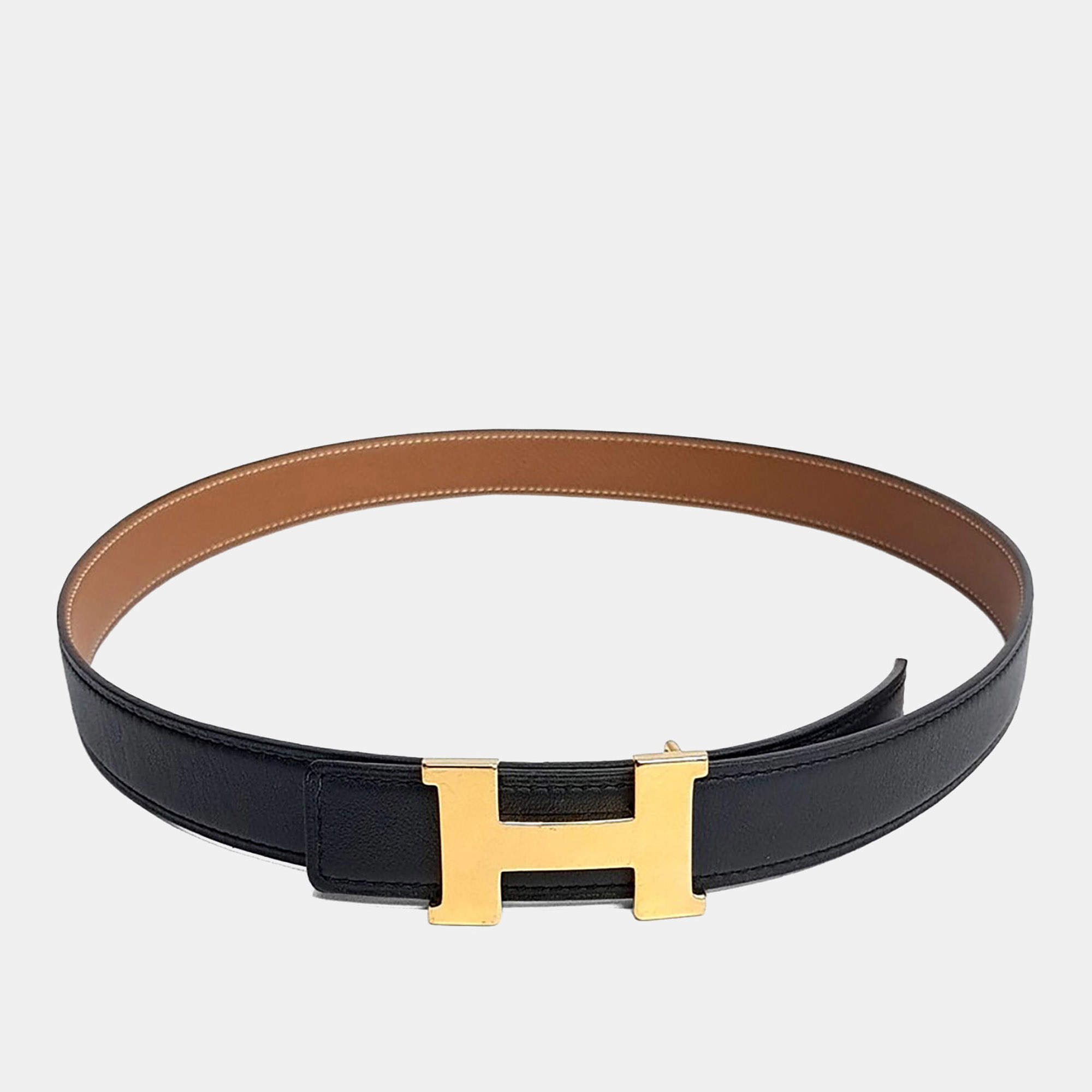 Pre Owned Hermès Leather H Reversible Belt (Y)