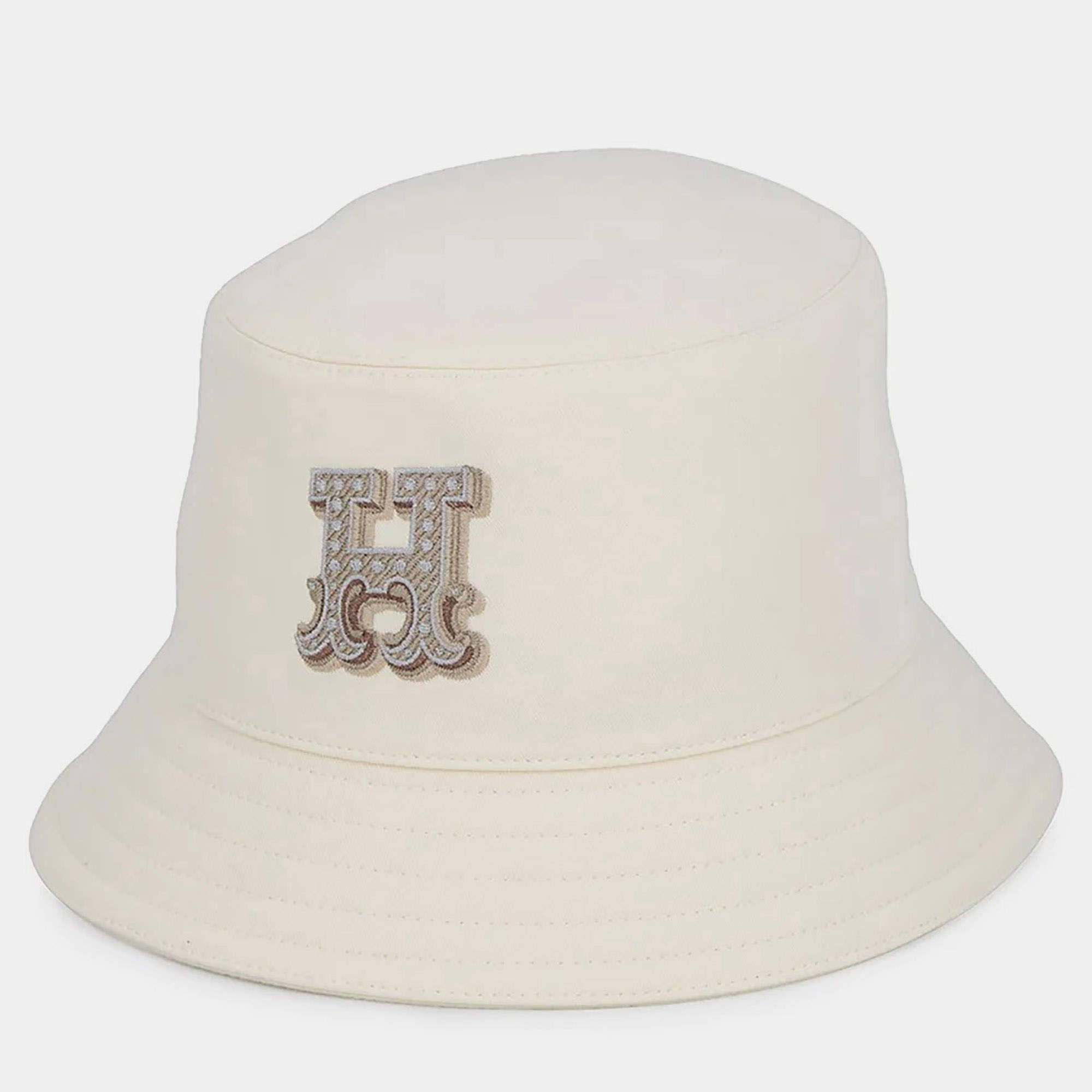 Pre Owned Hermes Harper Bucket Hat Size 57 Blanc Lotus Cotton