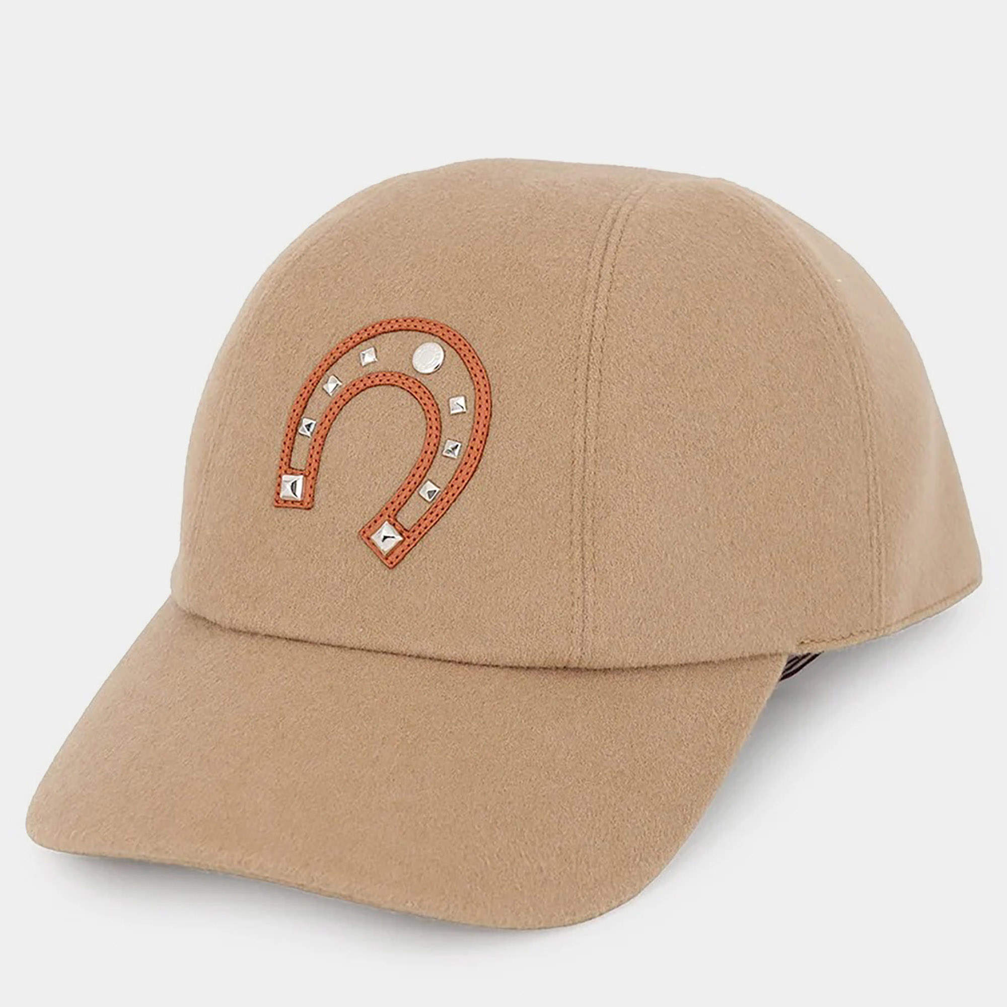 Pre Owned Hermes Cap "Davis Lucky" Size 58 Biscuit/Gold Cashmere